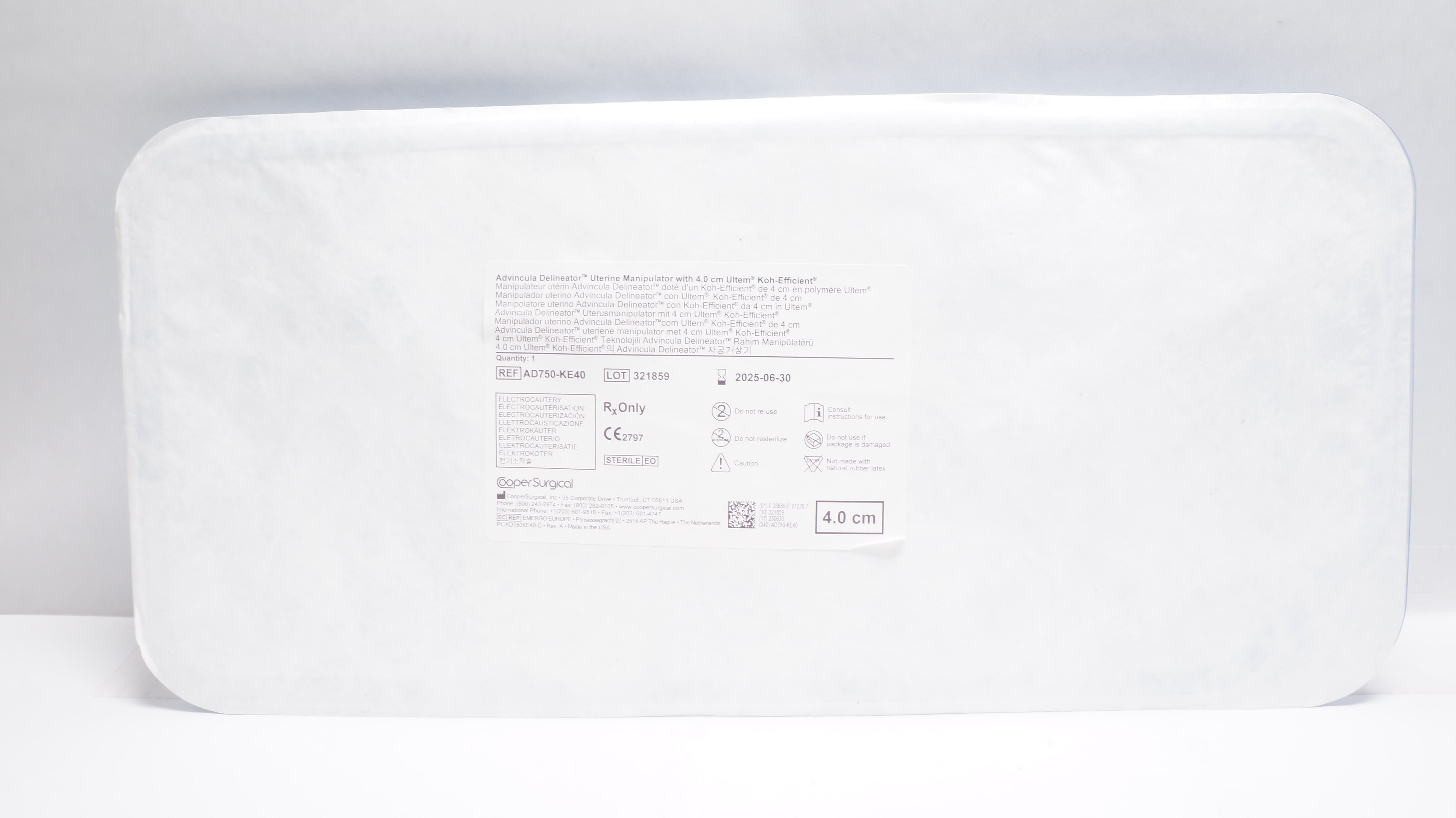 Cooper Surgical AD750-KE40 Advincula Delineator Uterine Manipulator 4.0cm