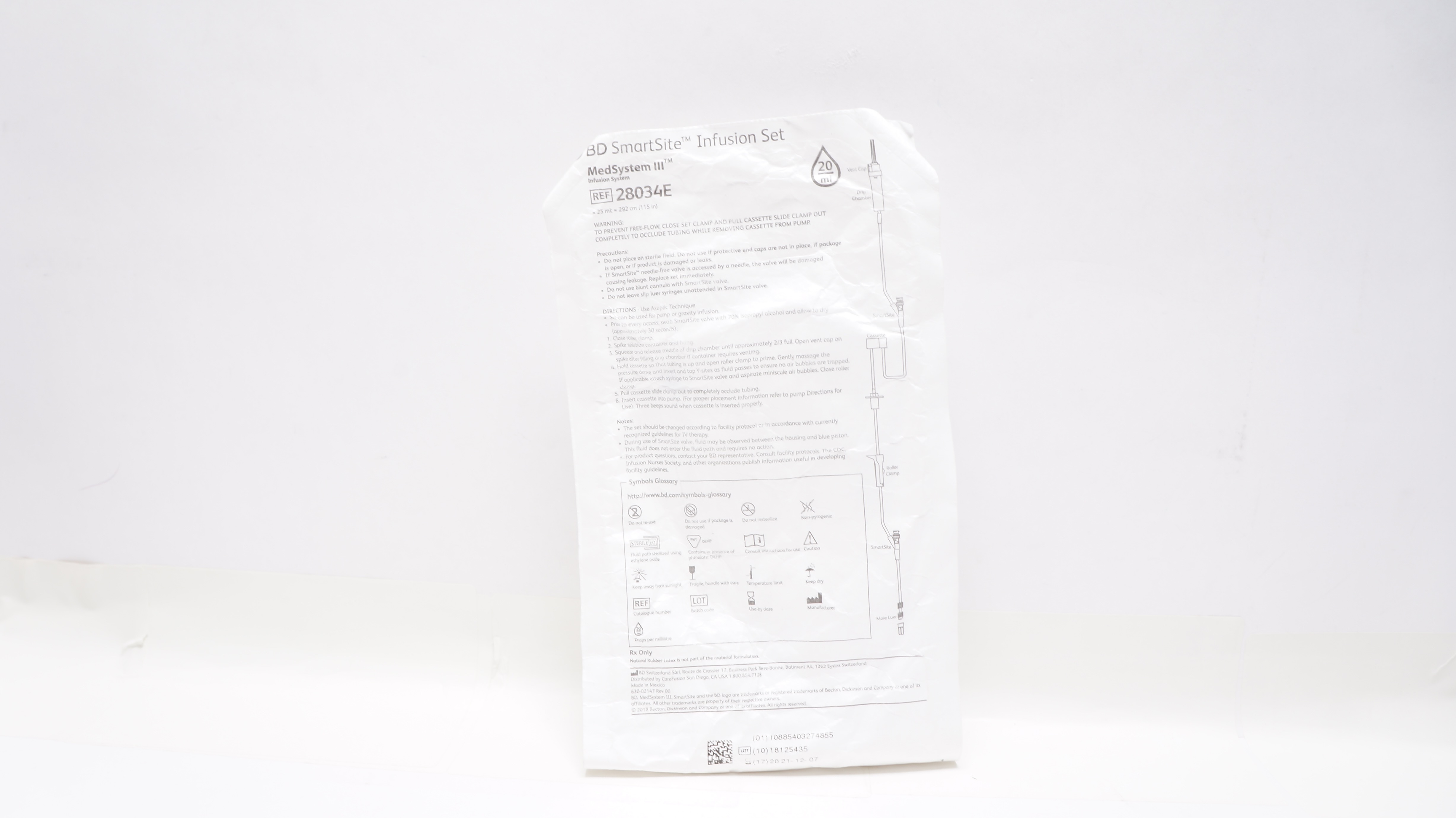 BD 28034E SmartSite MedSystem III Infusion Set  25ml x 115inch 20ml/Drop (x)