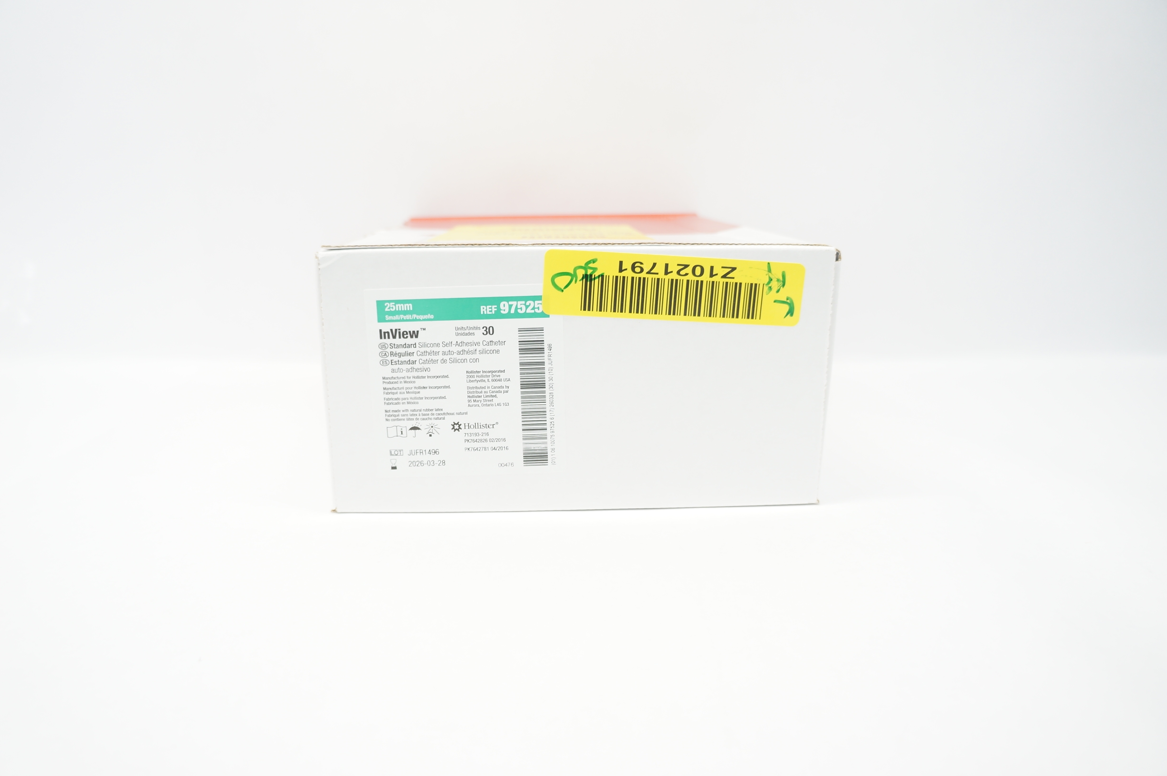 Hollister 97525 InView Standard Self-Adhesive Cath., Small 25mm - Box of 30