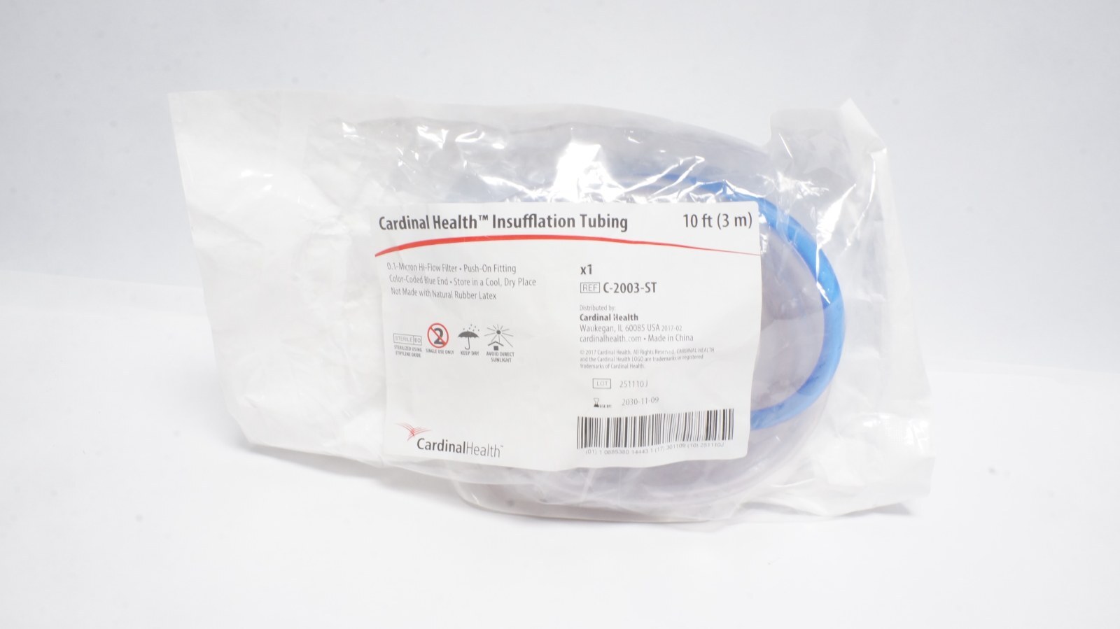 Cardinal Health C-2003-ST Insufflation Tubing 10 ft (3 m) Blue