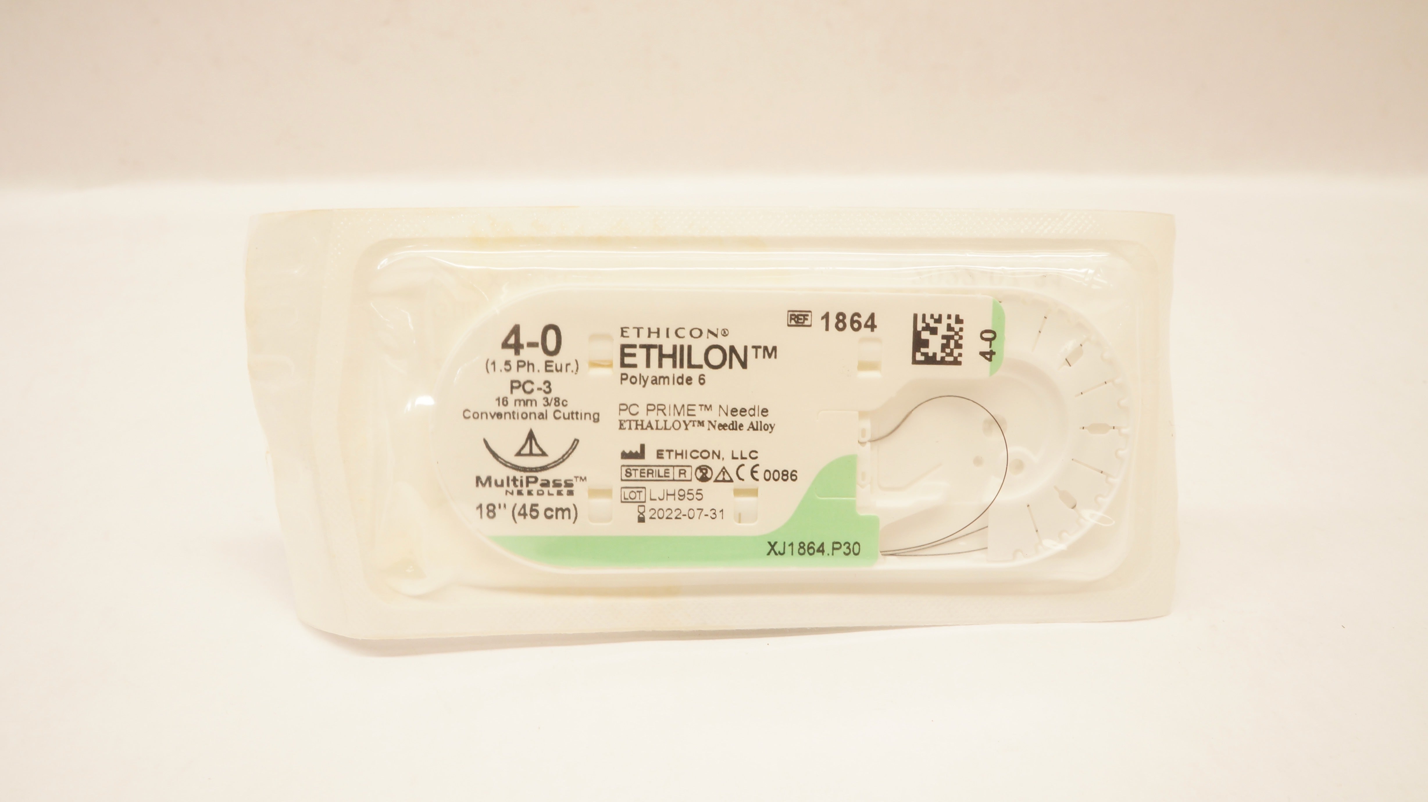 Ethicon 1864 4-0 ETHILON, PC-3, 16mm 3/8c Conventional Cutting, 18inch (x)