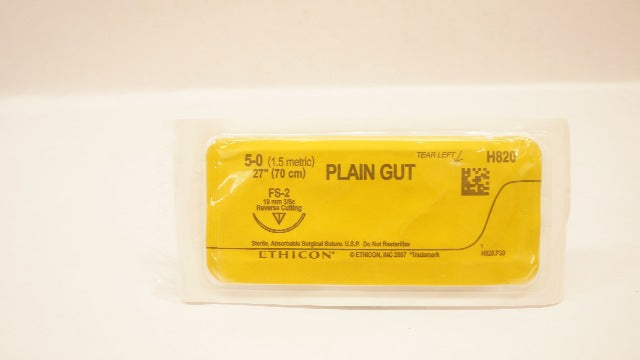 Ethicon H820 5-0 Plain Gut, FS-2, 19mm 3/8c Reverse Cutting, 27inch (x)