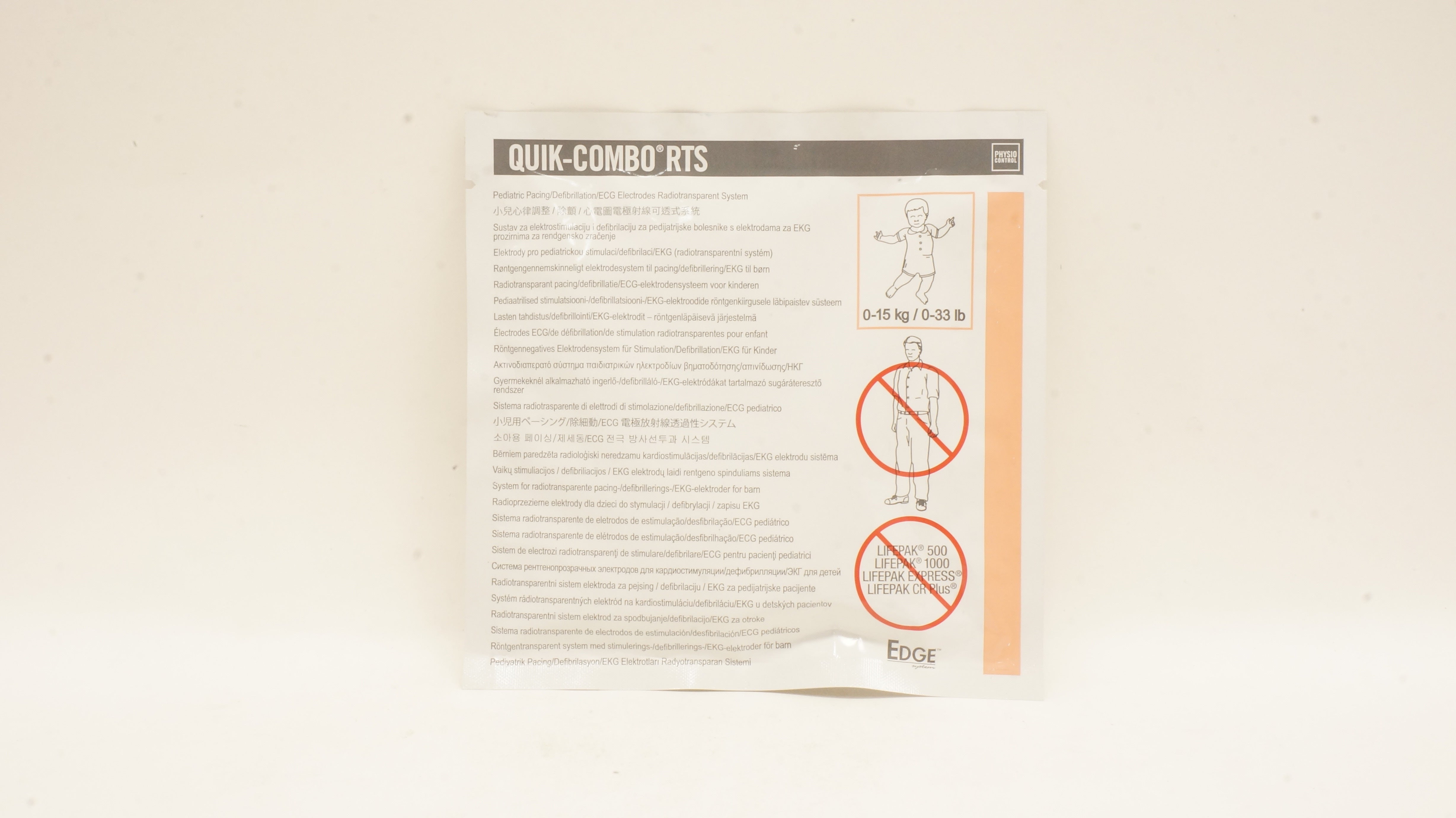 Physio Control 11996-000093 Quik-Combo RTS Pediatric ECG Electrodes 0-33lb. (x)
