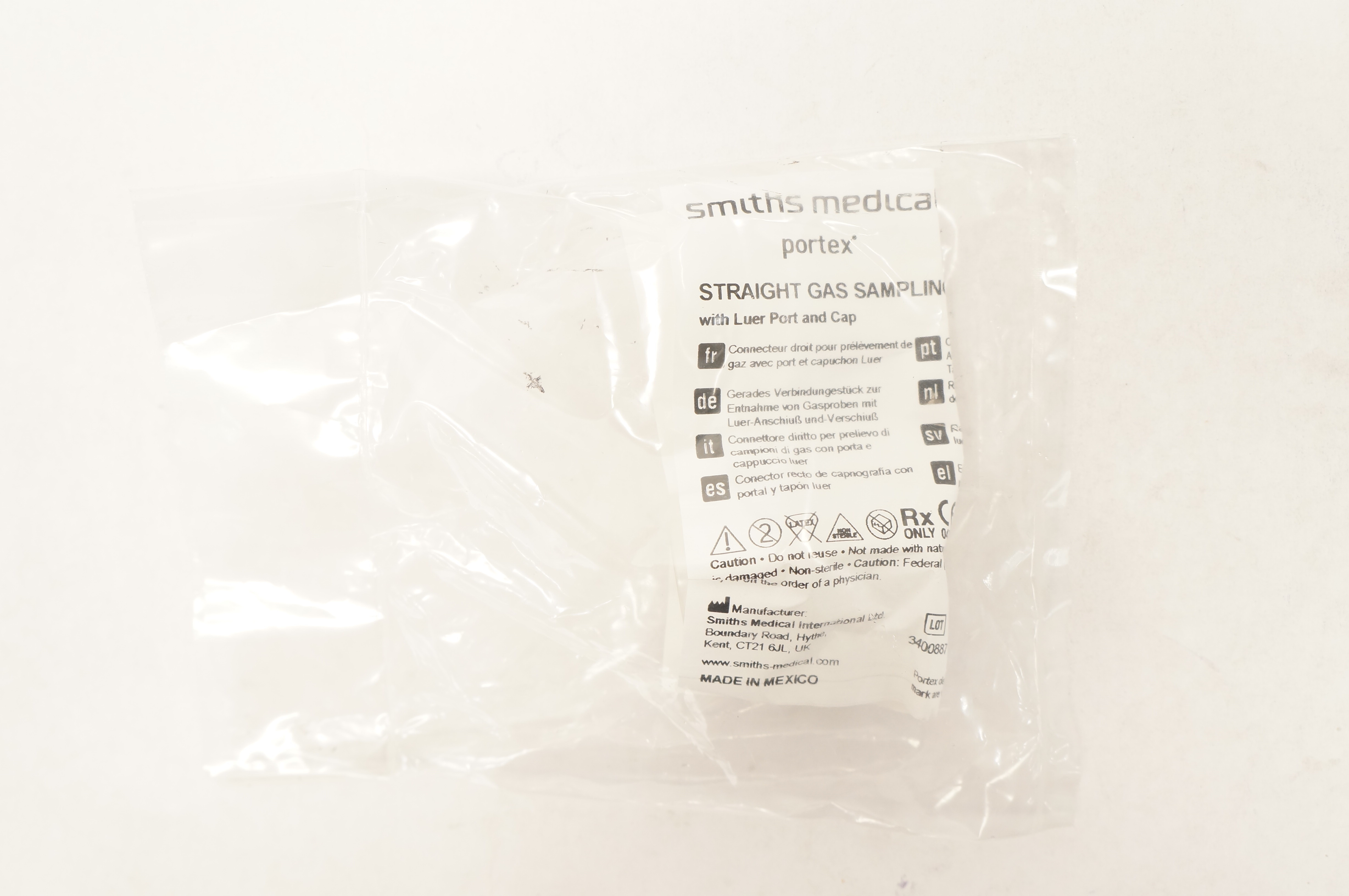 Smiths Medical 225-3524-804 Straight Gas Sampling Connector (x)