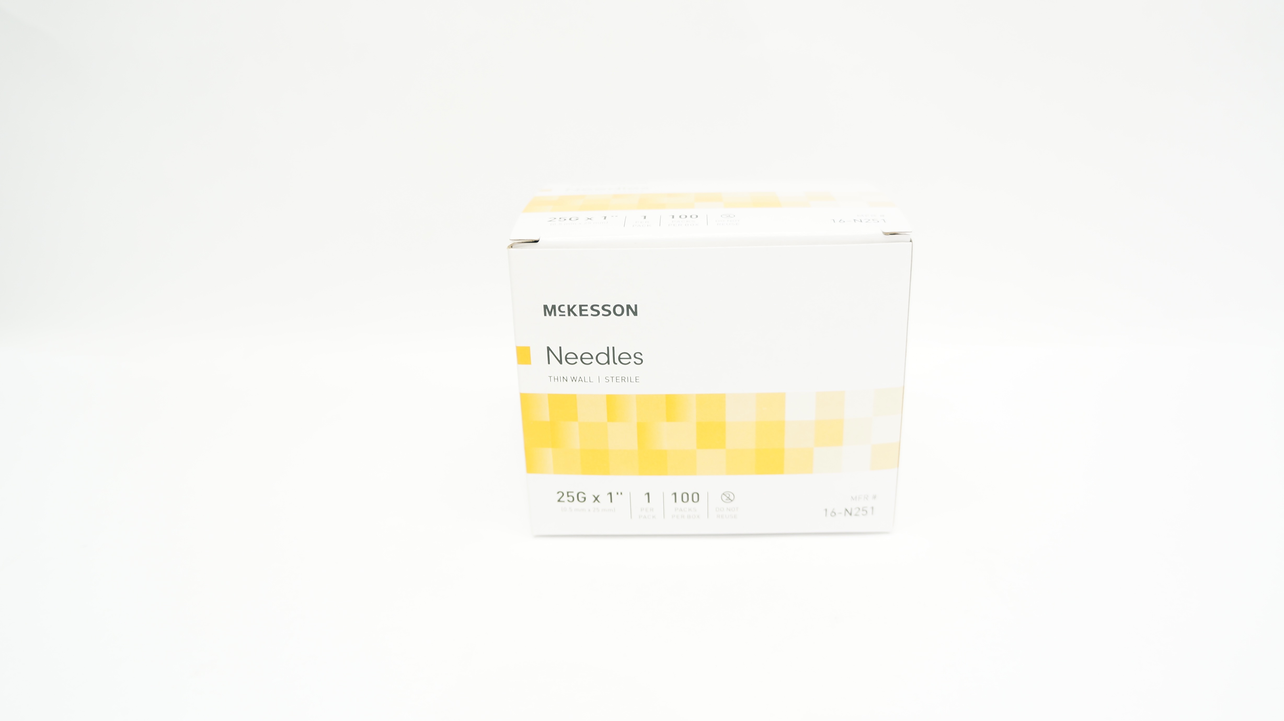 McKesson 16-N251 Needles, Thin Wall Sterile 25G x 1inch - Box of 100