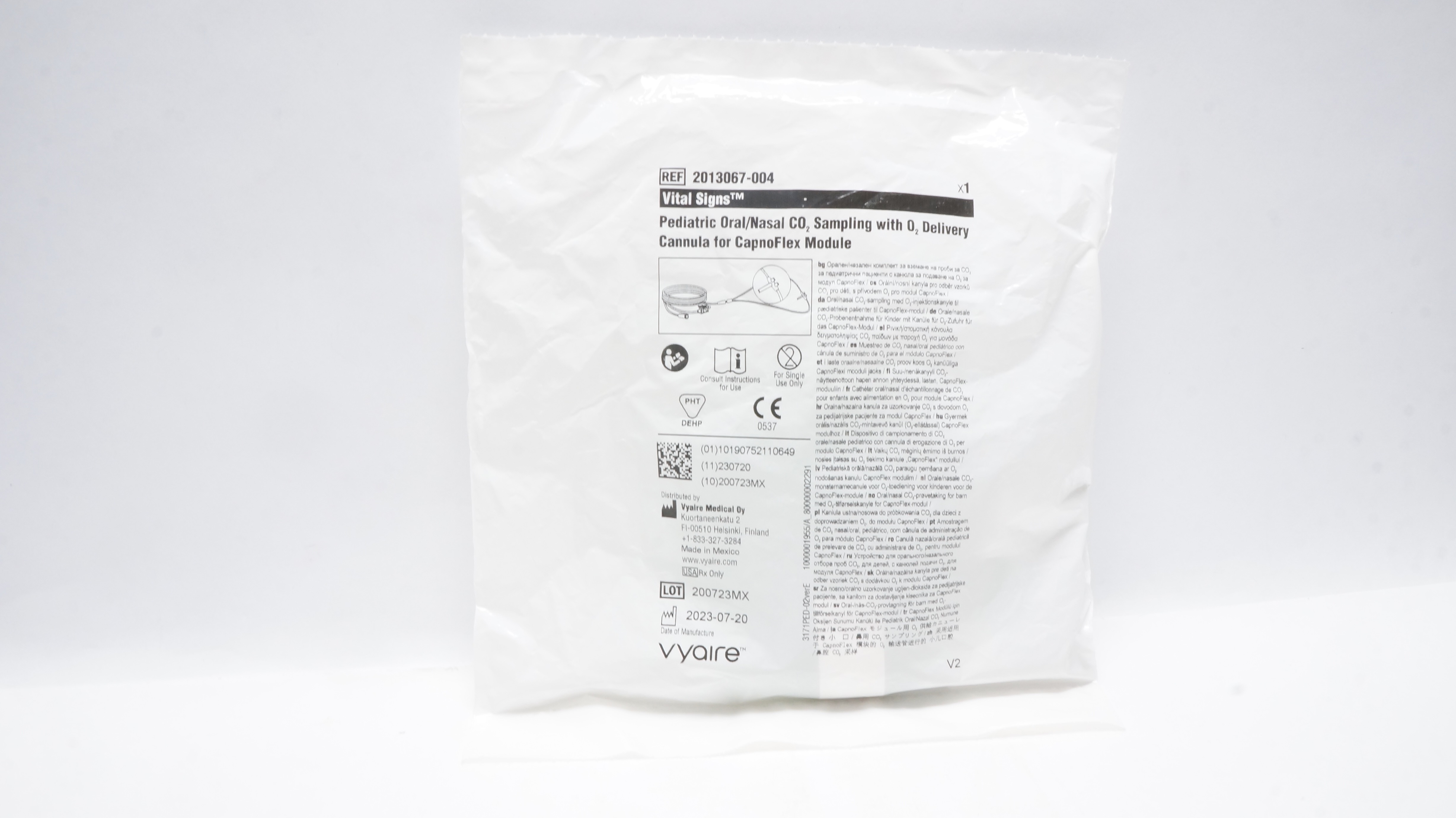 Vyaire 2013067-004 Vital Signs Pediatric Oral/Nasal CO2 Sampling w/Cannula