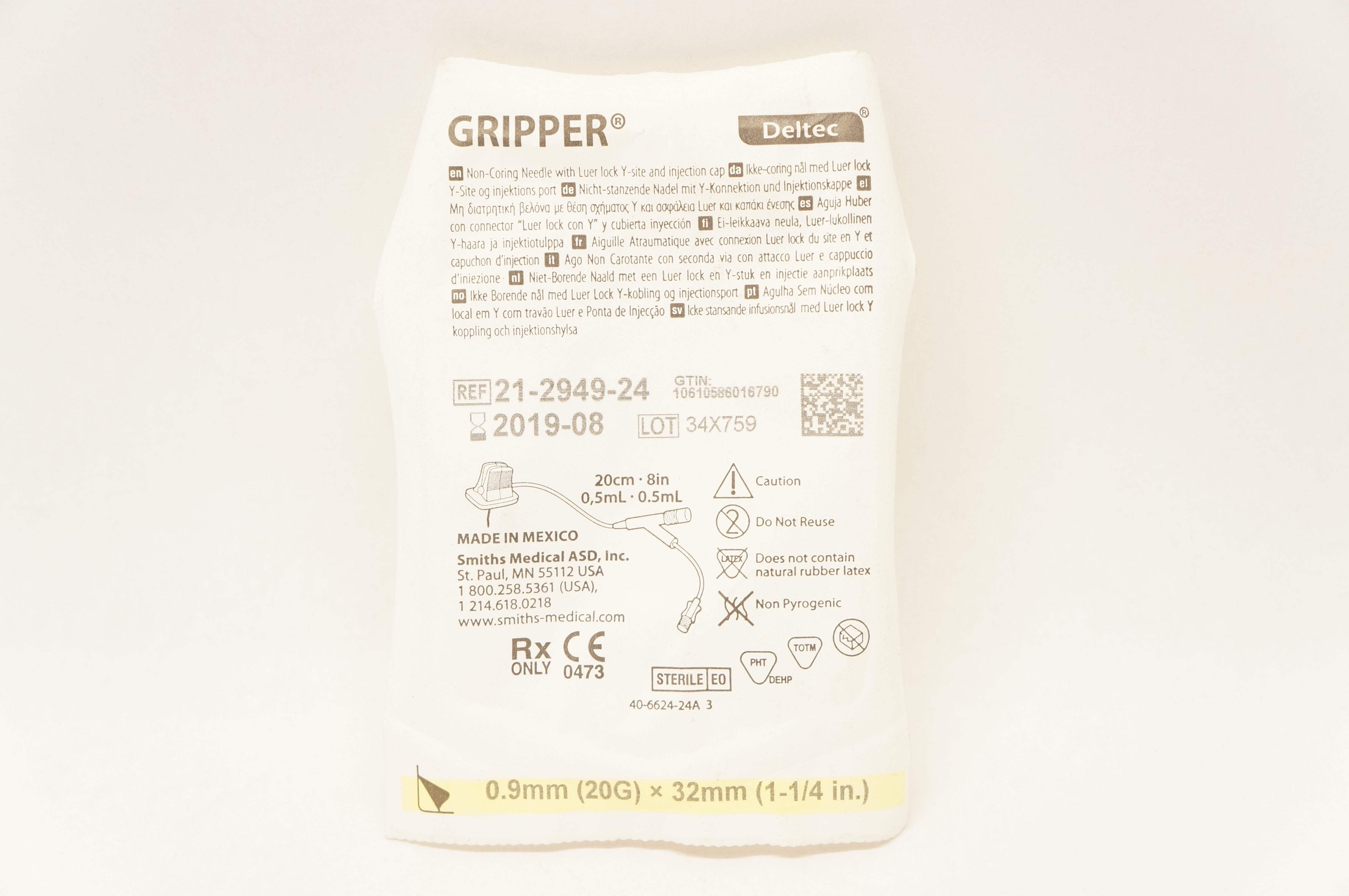 Smiths Medical 21-2949-24 Gripper,Deltec Non-Coring Safety Ndle. 20G x 32mm (x)