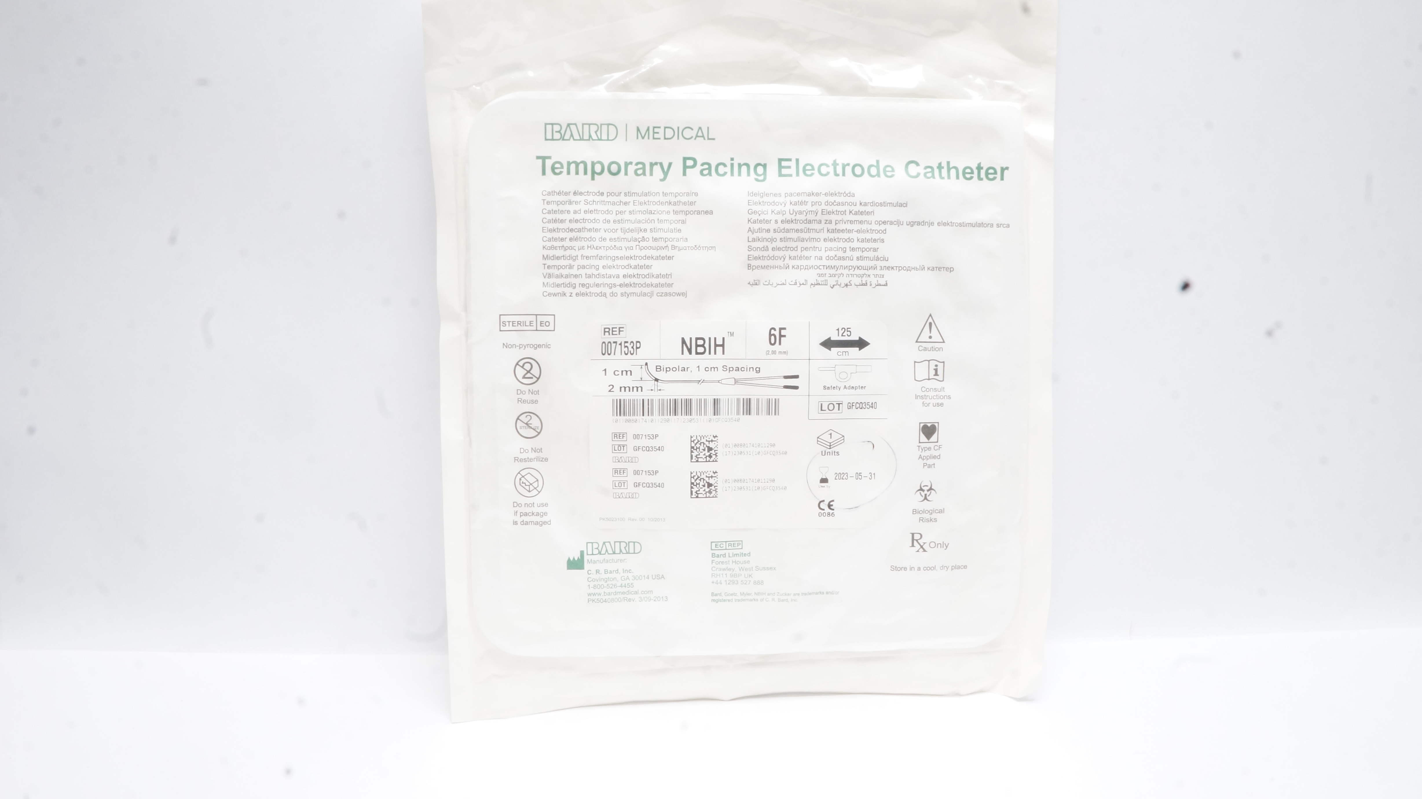 Bard 007153P Temporary Pacing Electrode Catheter, 6F x 125cm (x)