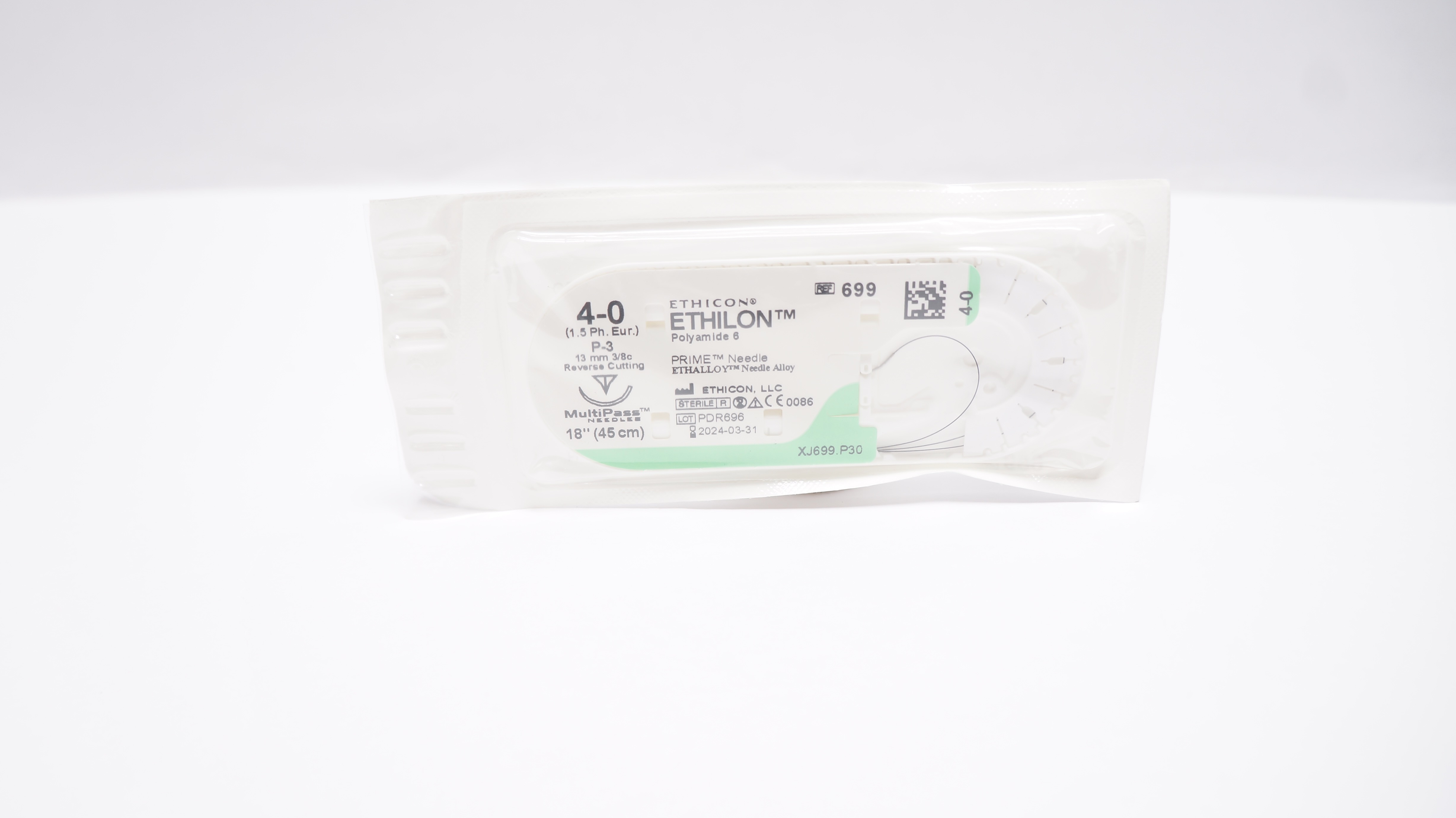 Ethicon 699 4-0 ETHILON, P-3, 13mm 3/8c Reverse Cutting, 18inch