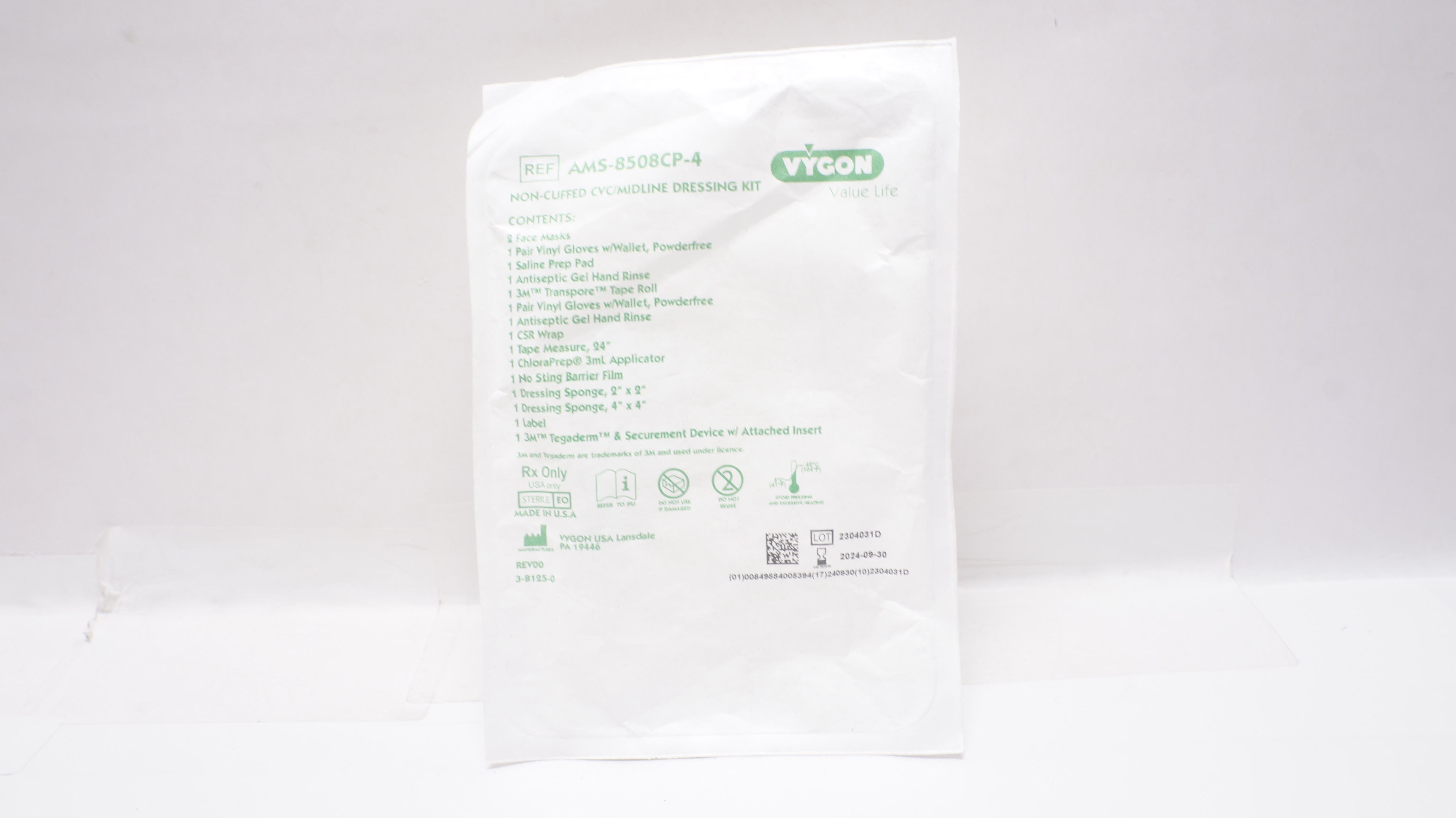 Vygon AMS-8508CP-4 Non-Cuffed CVC/Midline Dressing Kit