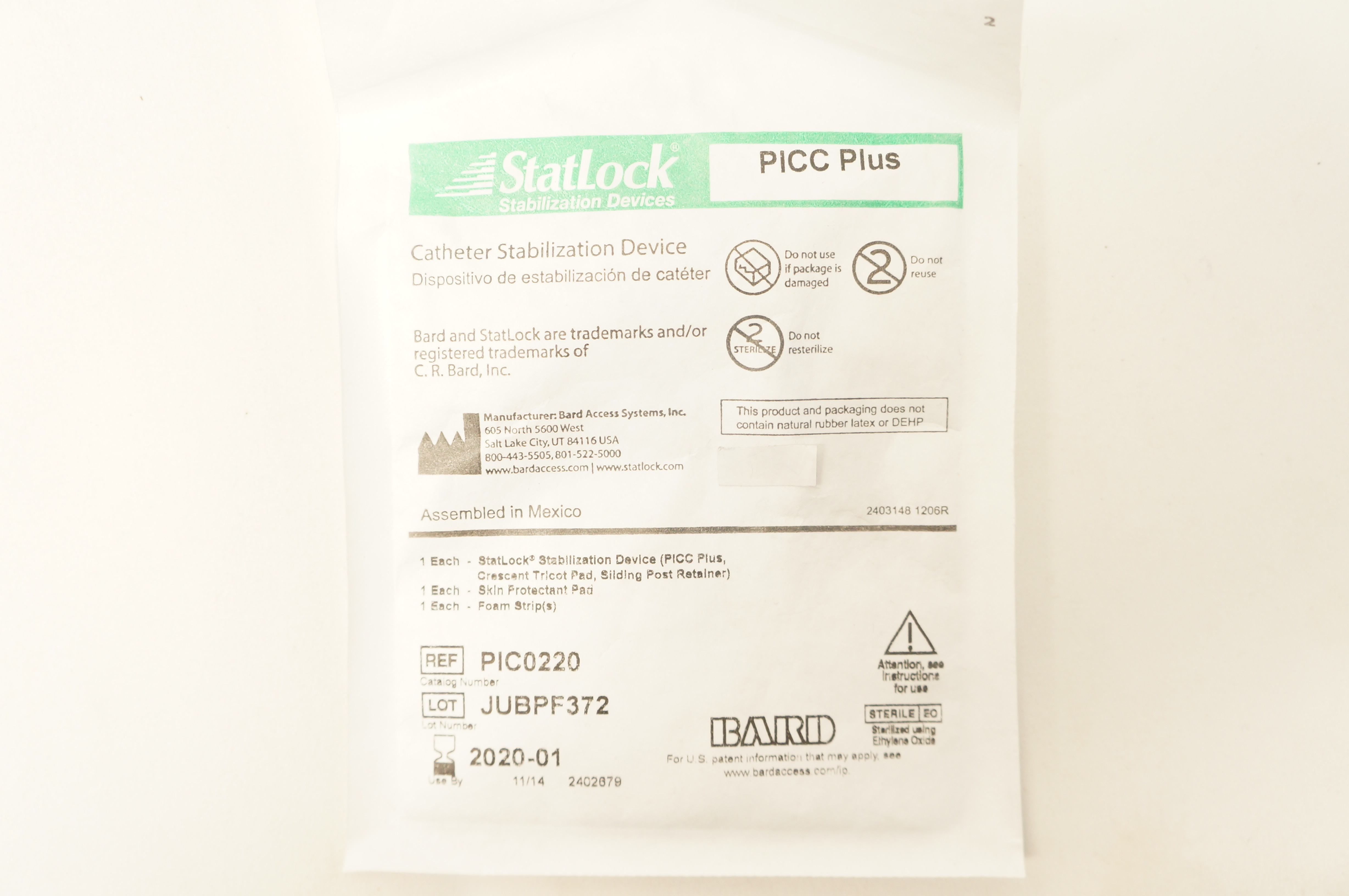 Bard PIC0220 StatLock Cath. Stabilization Device PICC Plus (x)