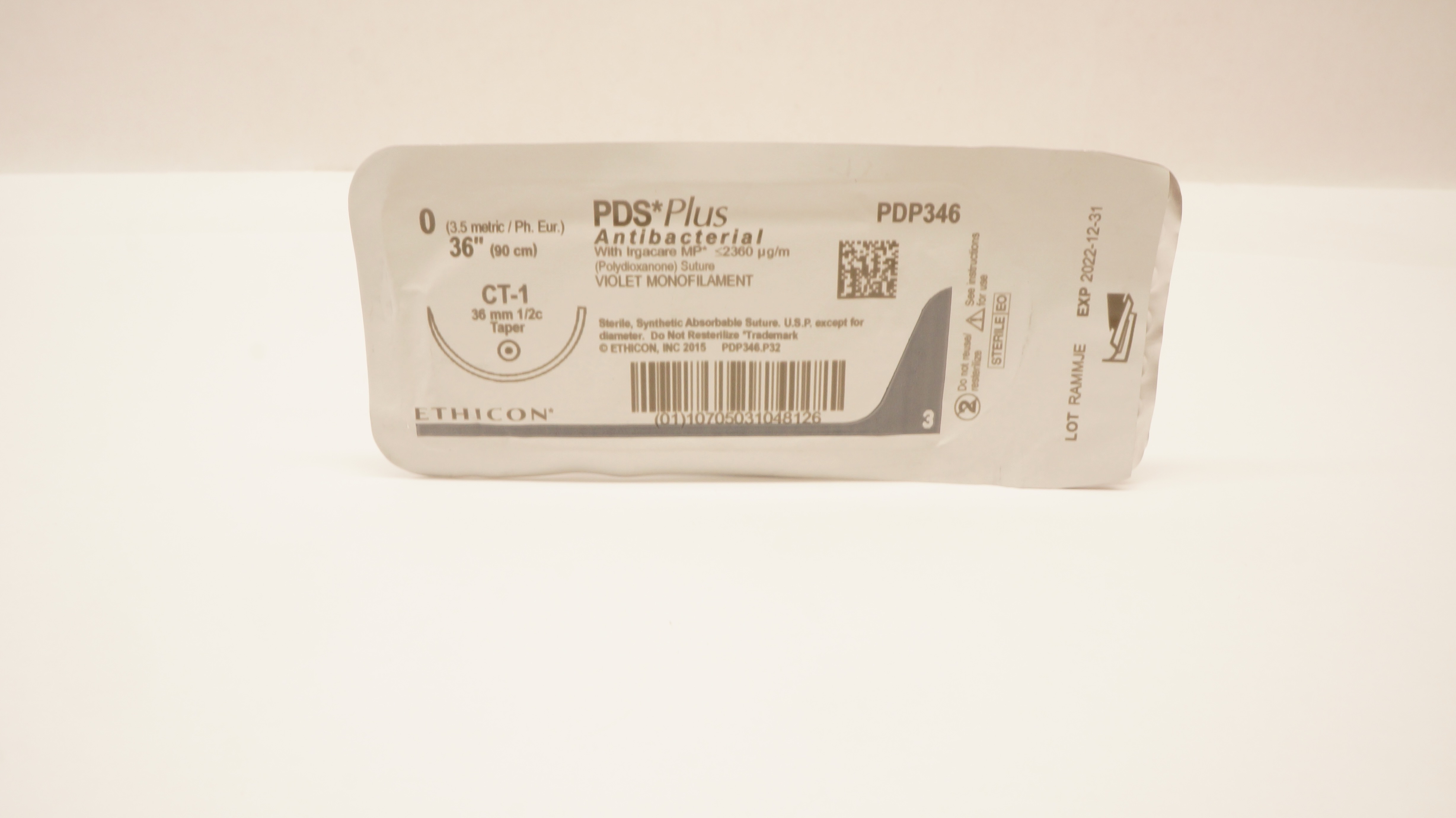 Ethicon PDP346 0 PDS Plus Violet Monofilament, CT-1, 36mm 1/2c Taper, 36inch (x)