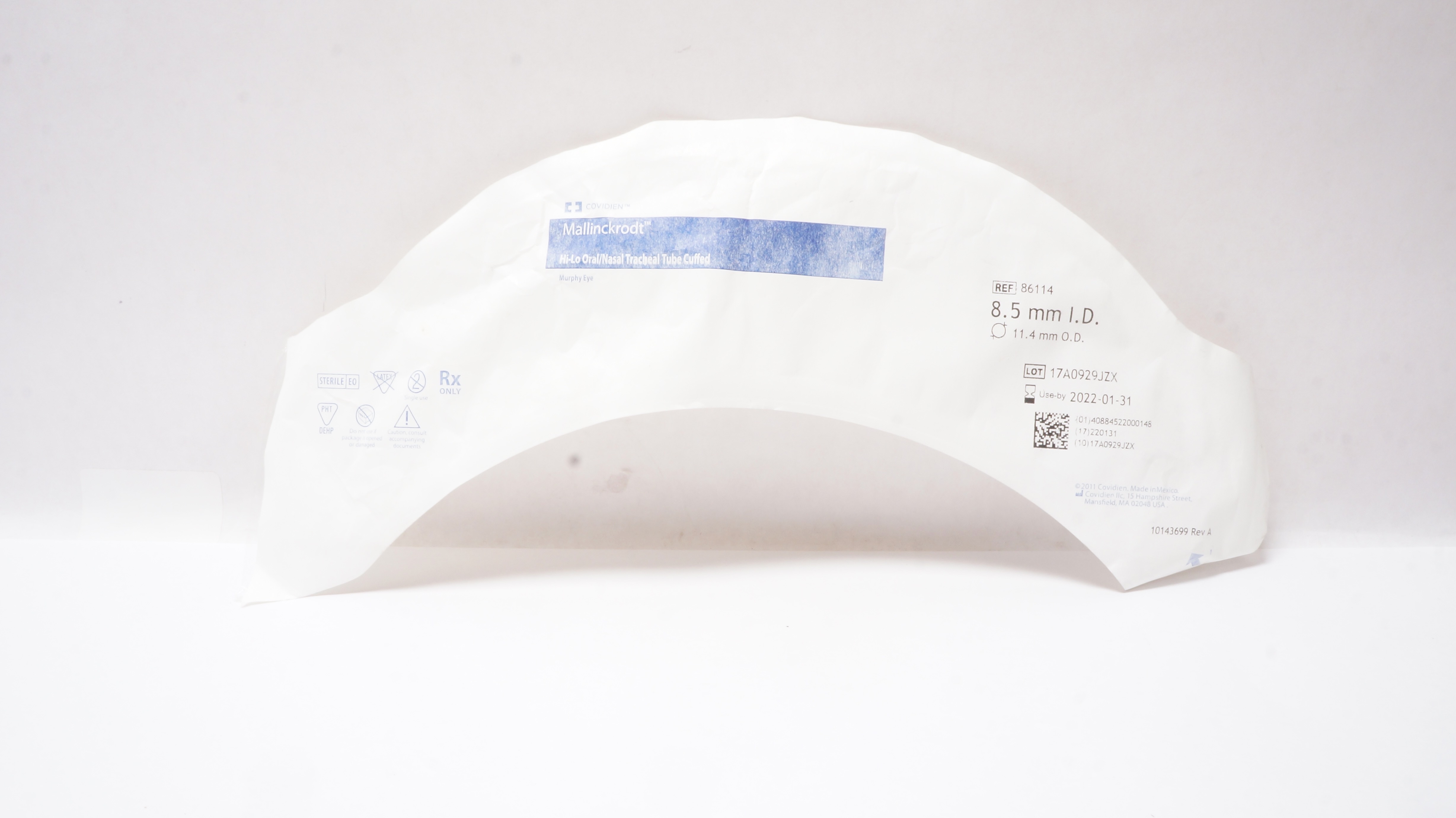 Covidien 86114 Mallinckrodt Hi-Lo Oral/Nasal Tracheal Tube 8.5ID x 11.4 mmOD (x)