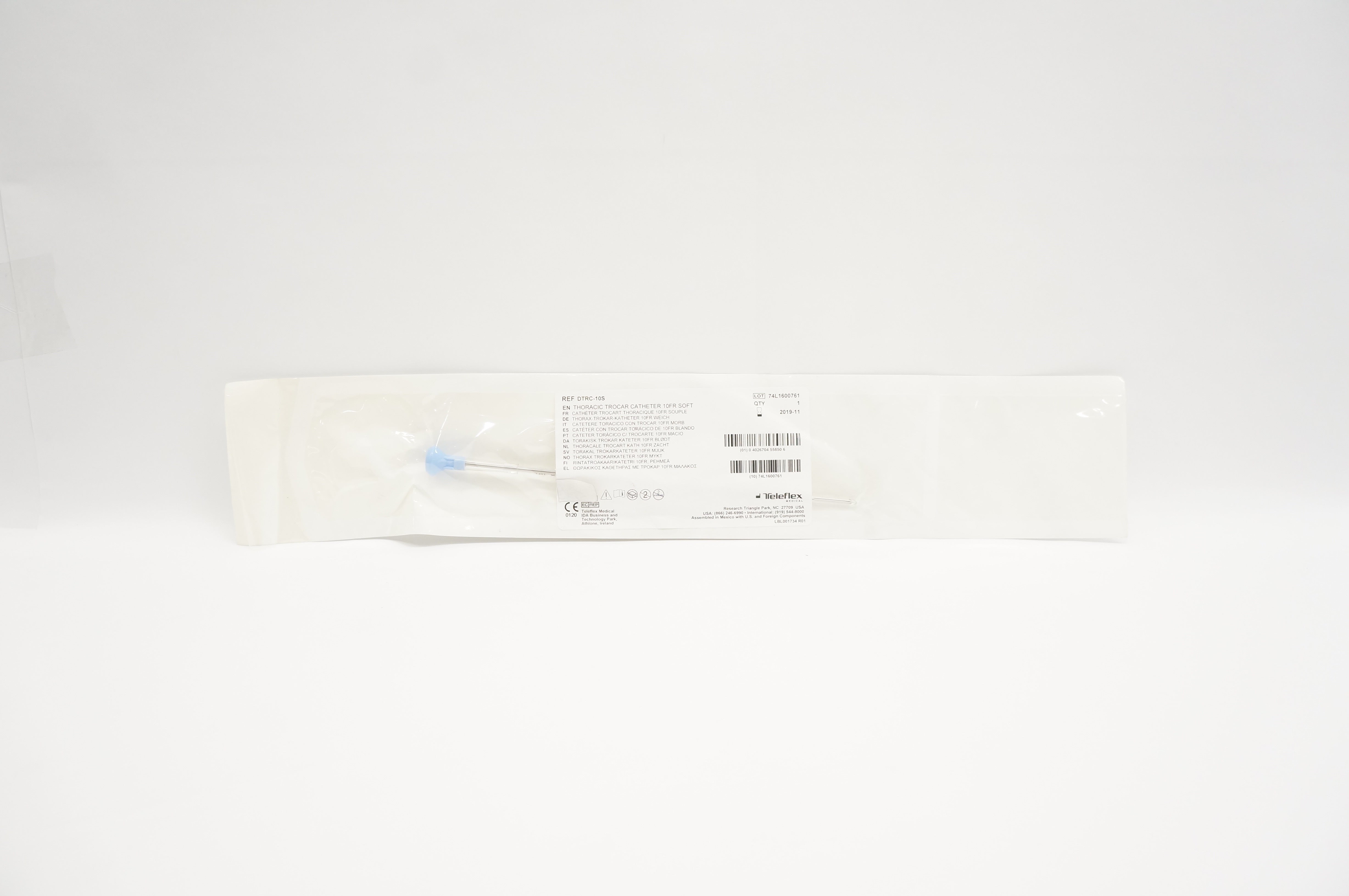 Teleflex DTRC-10S Thoracic Trocar Catheter  10FR. Soft (x)