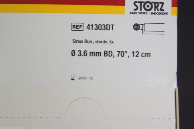 Karl Storz 41303DT Sinus Suction Burr Angled 70 degrees 5 packages Sterile