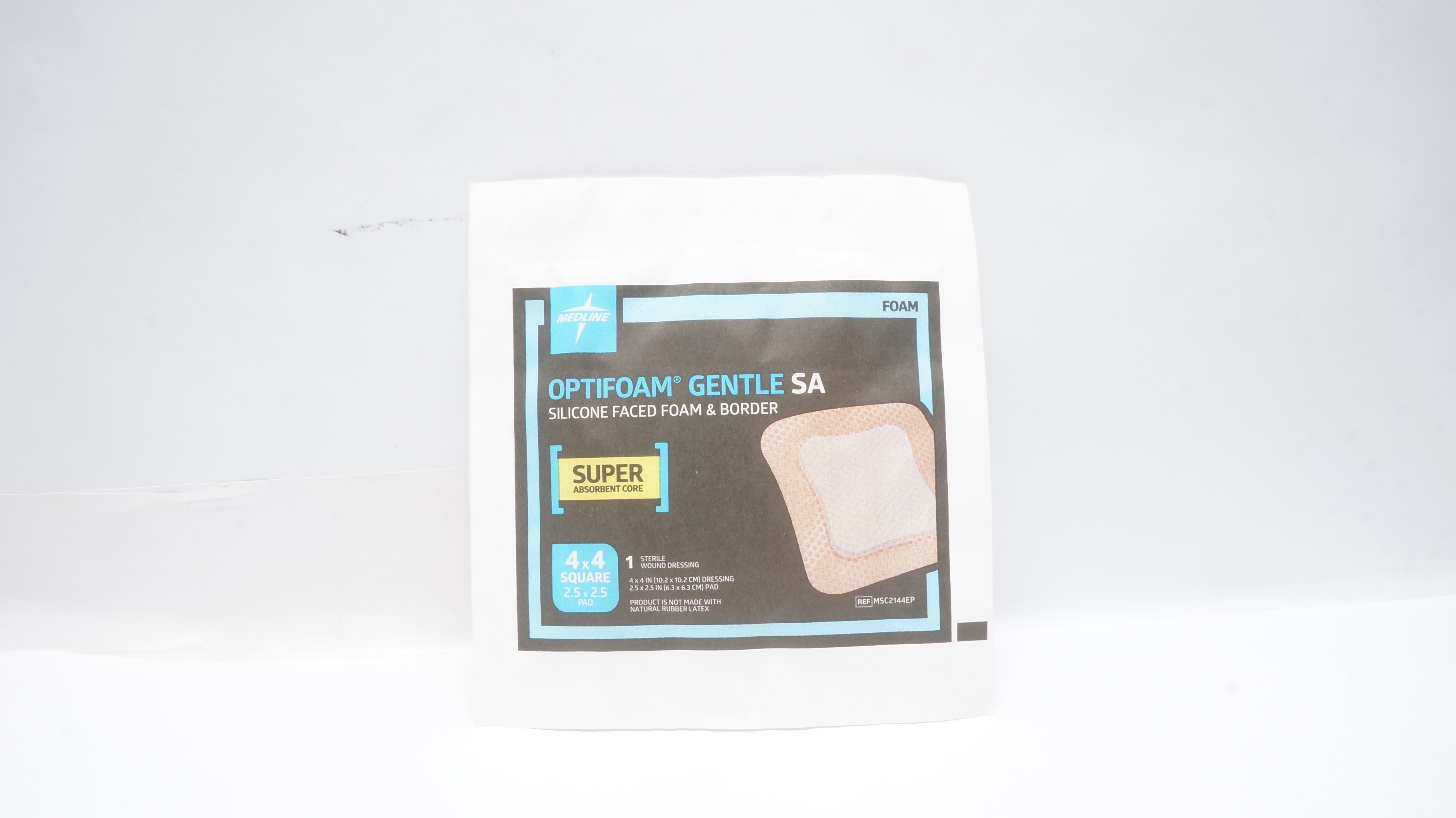 Medline MSC2144EP OPTIFOAM GENTLE SA Silicone Faced Foam&Border 4 x 4inch