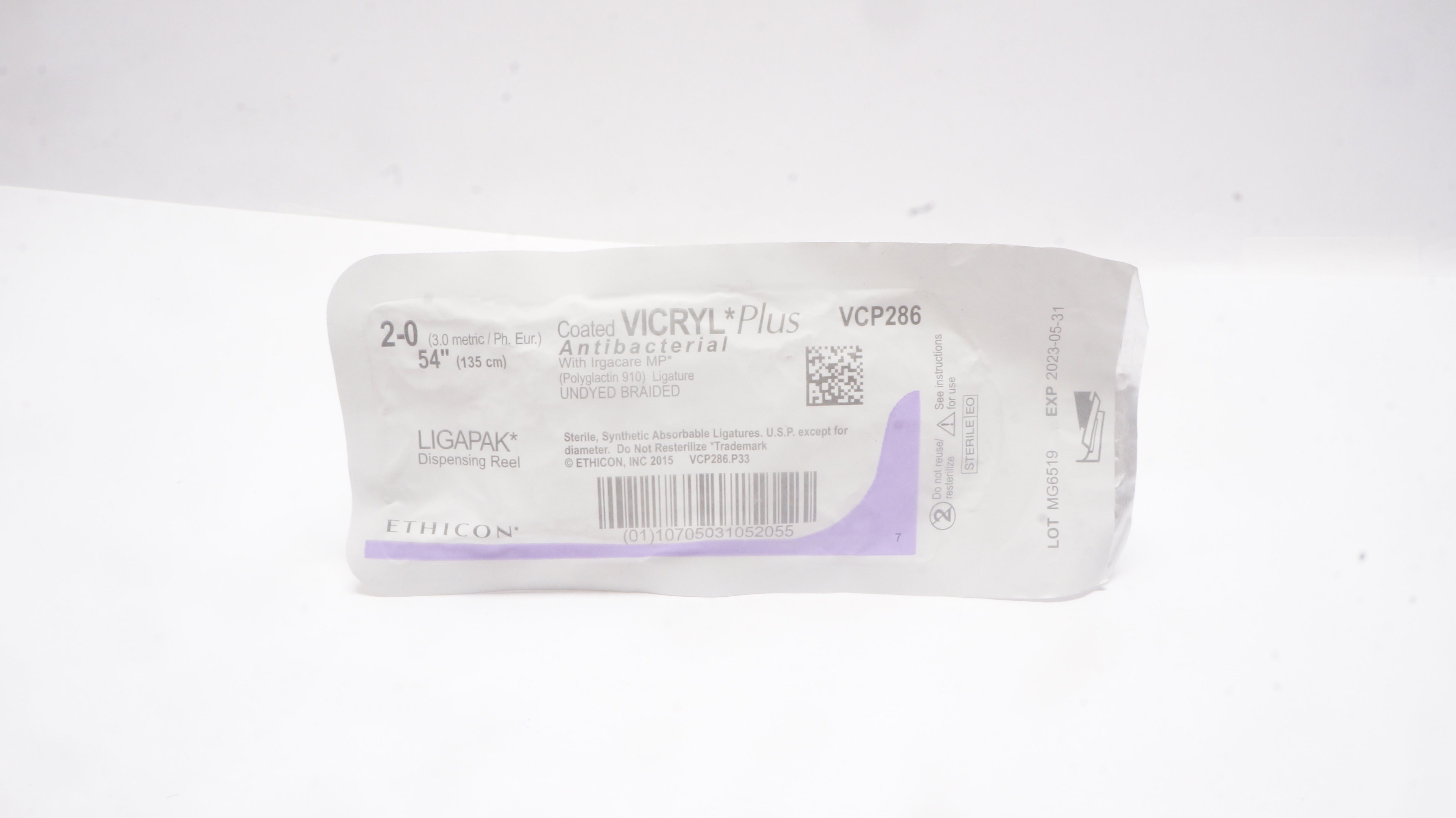 Ethicon VCP286 2-0 VICRYL Plus Ligature LIGAPAK Dispensing Reel,  54inch (x)