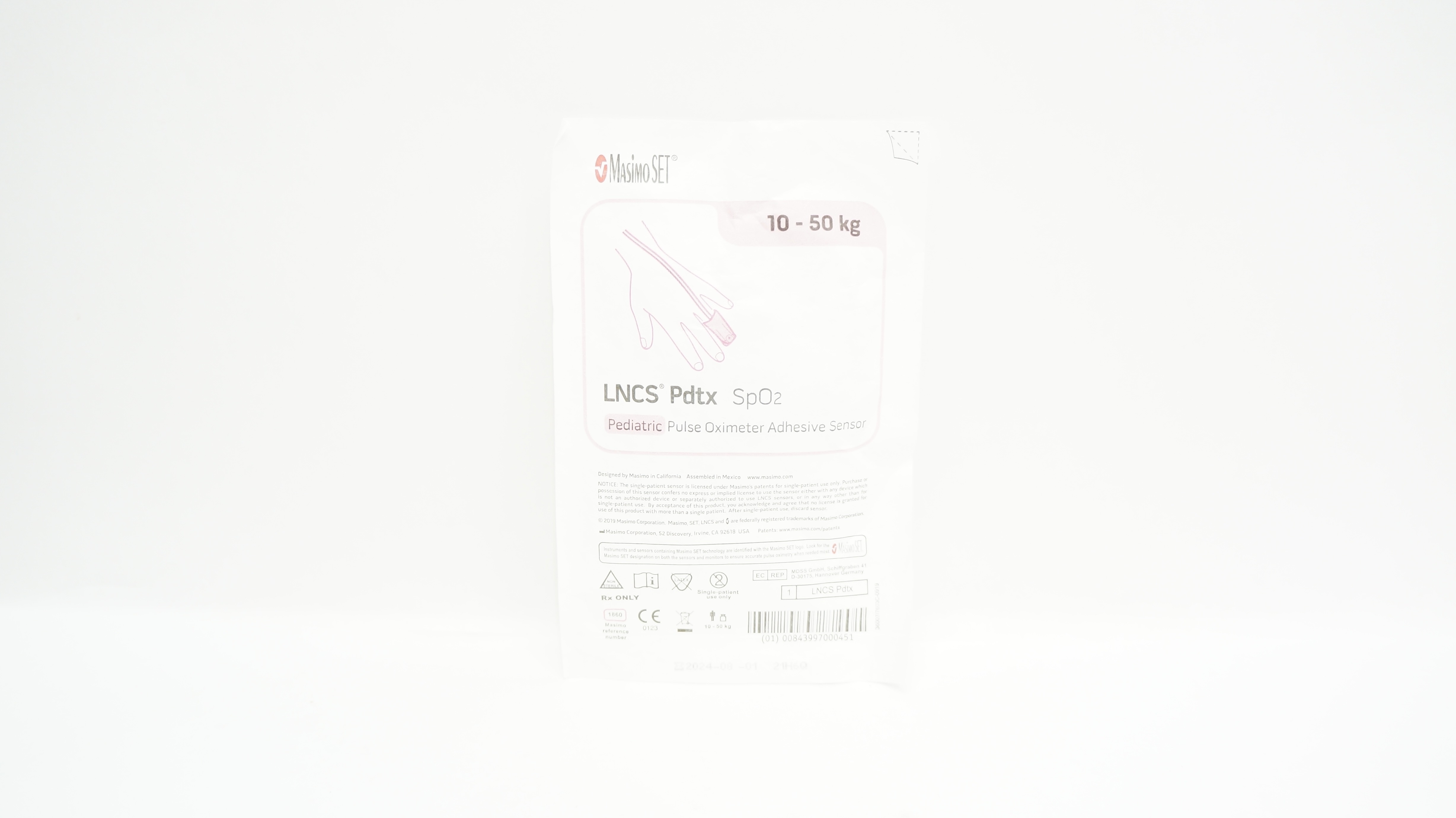 MasimoSet 1860 SpO2 Pediatric Pulse Oximeter Adhesive Sensor 10-50kg