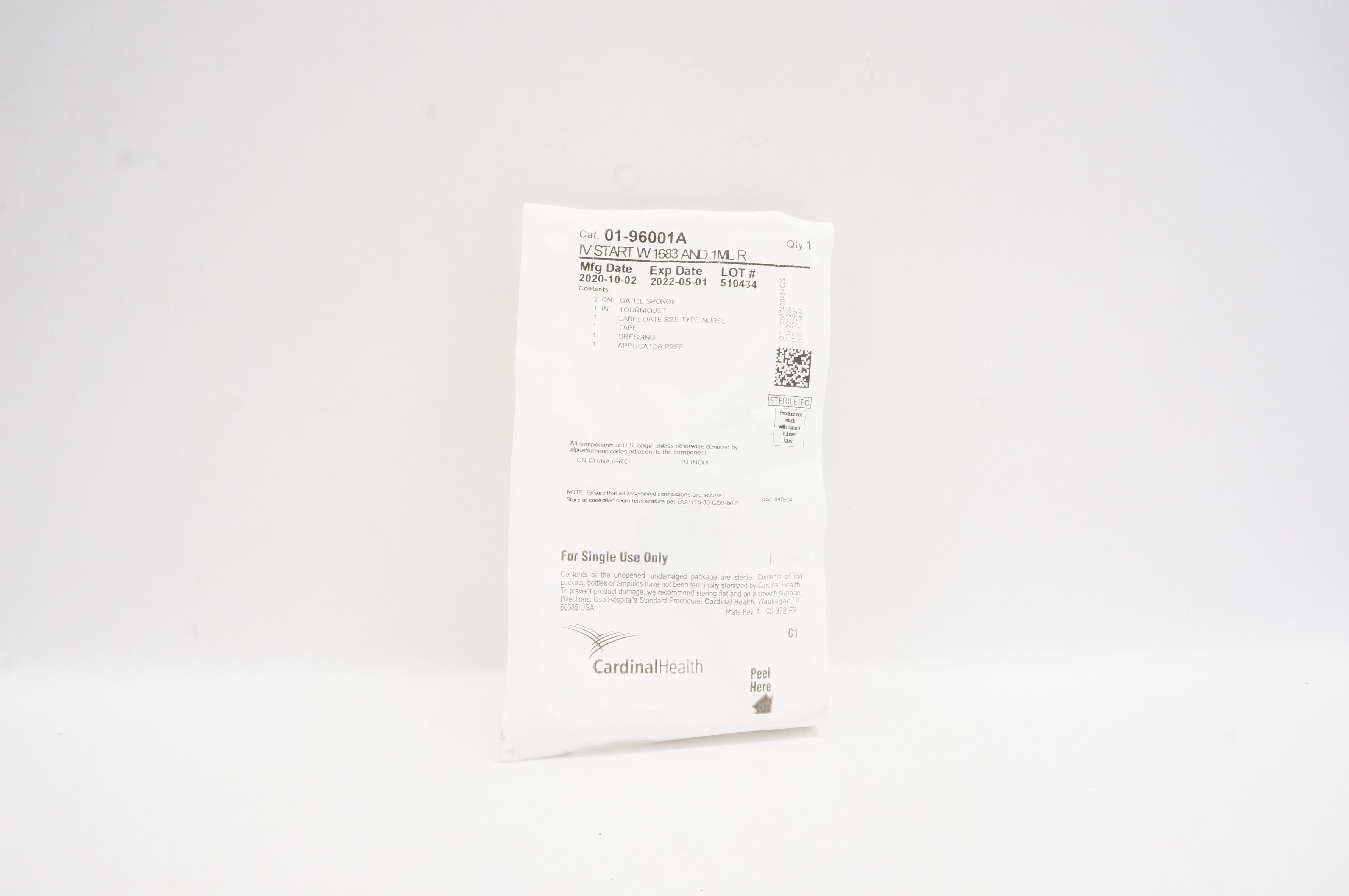 Cardinal Health 01-96001A IV Start W 1683 AND 1Ml R Kit