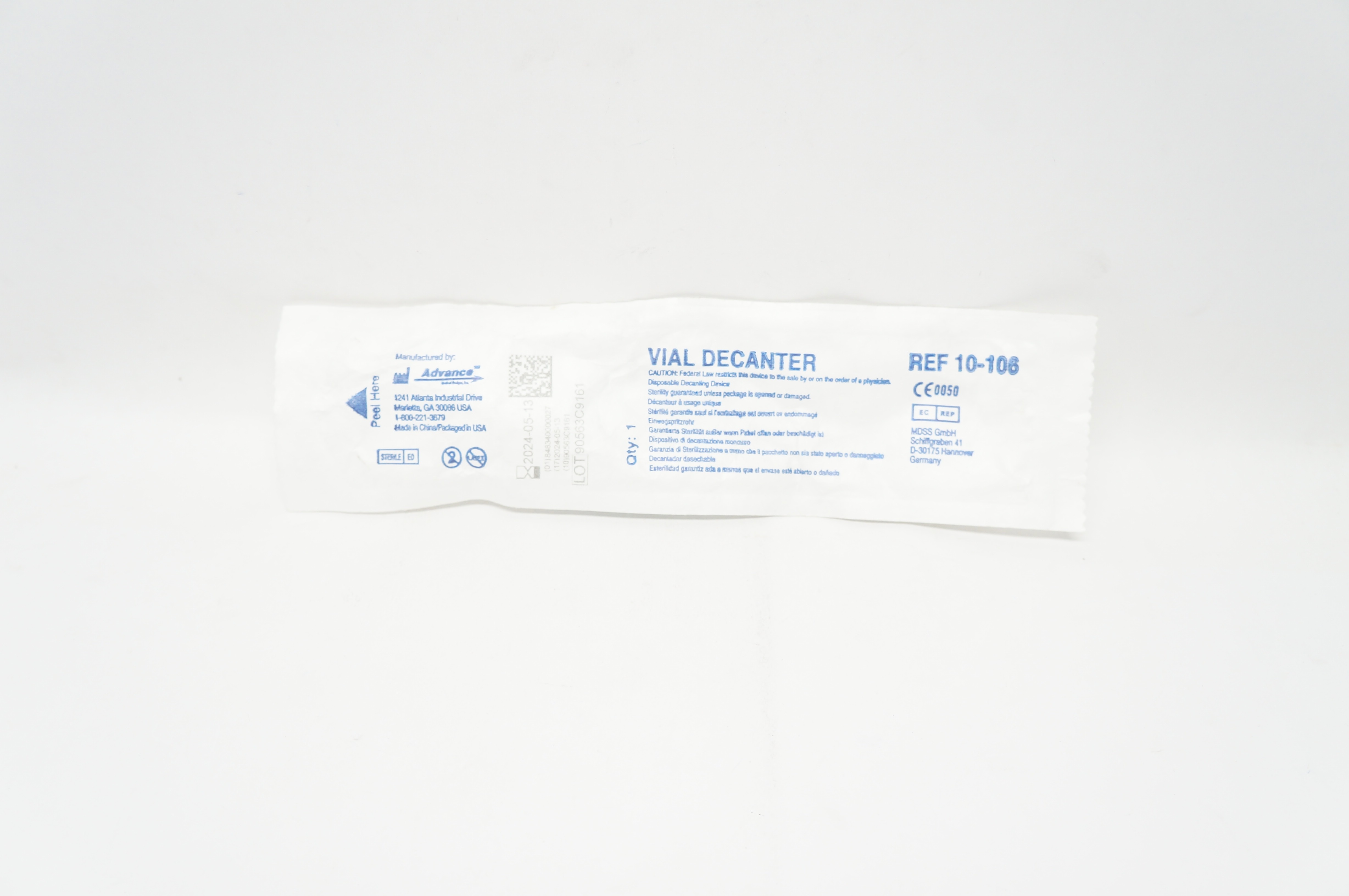 Advance 10-106 Disposable Vial Decanter
