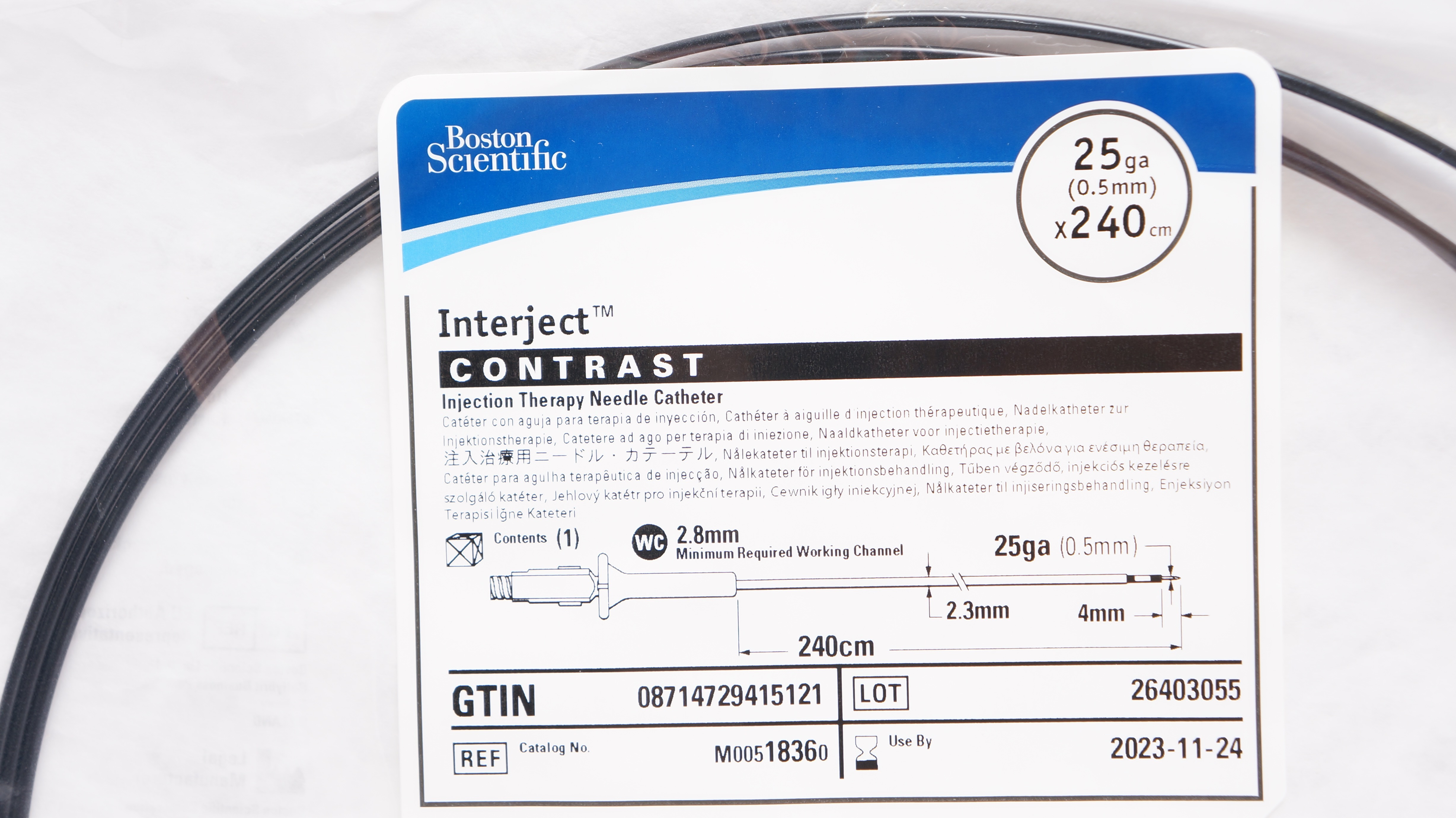 Boston Scientific M00518360 Interject Injection Therapy Ndle Cath. 25Ga x 240cm