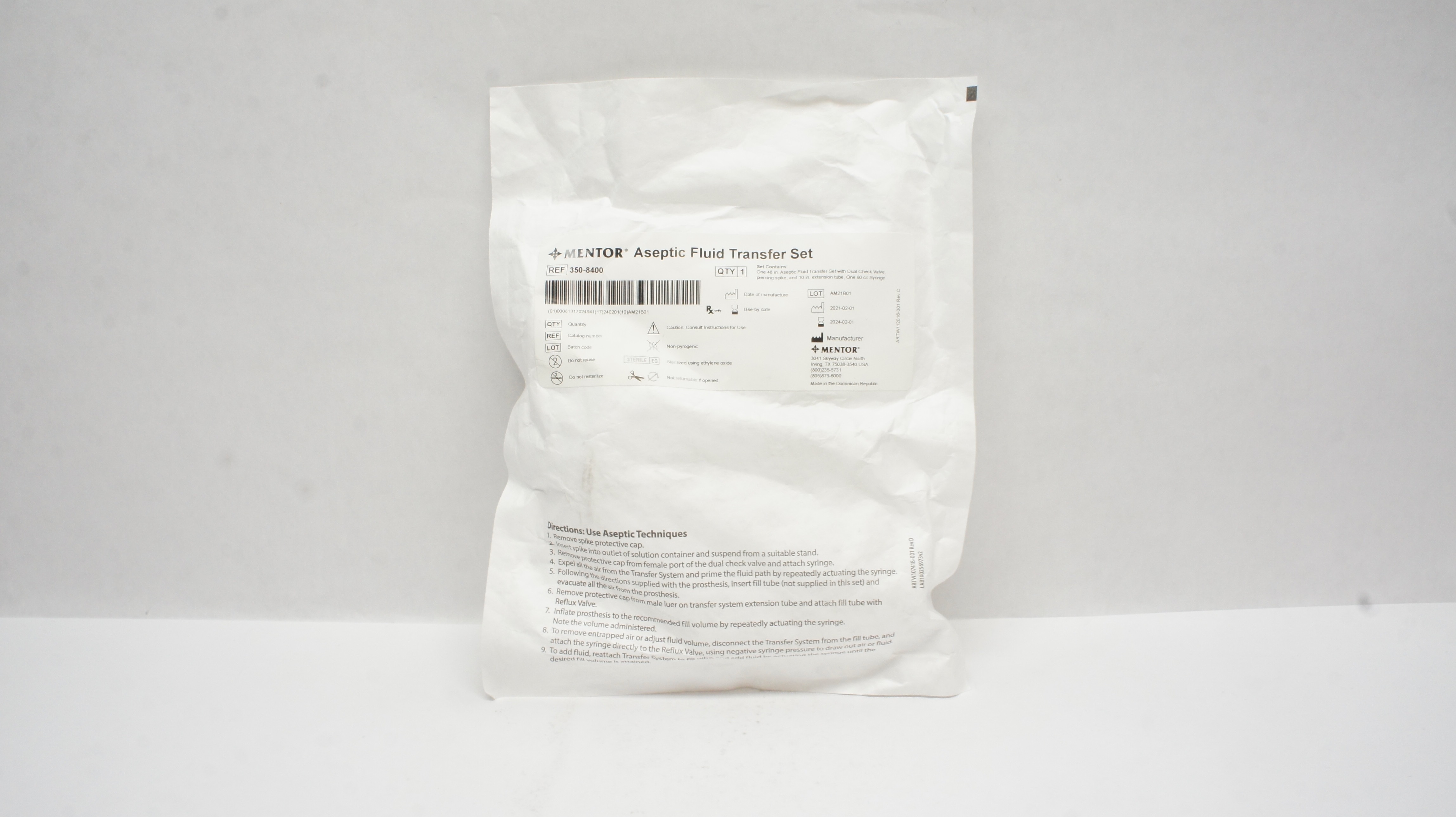 Mentor 350-8400 Aseptic Fluid Transfer Set
