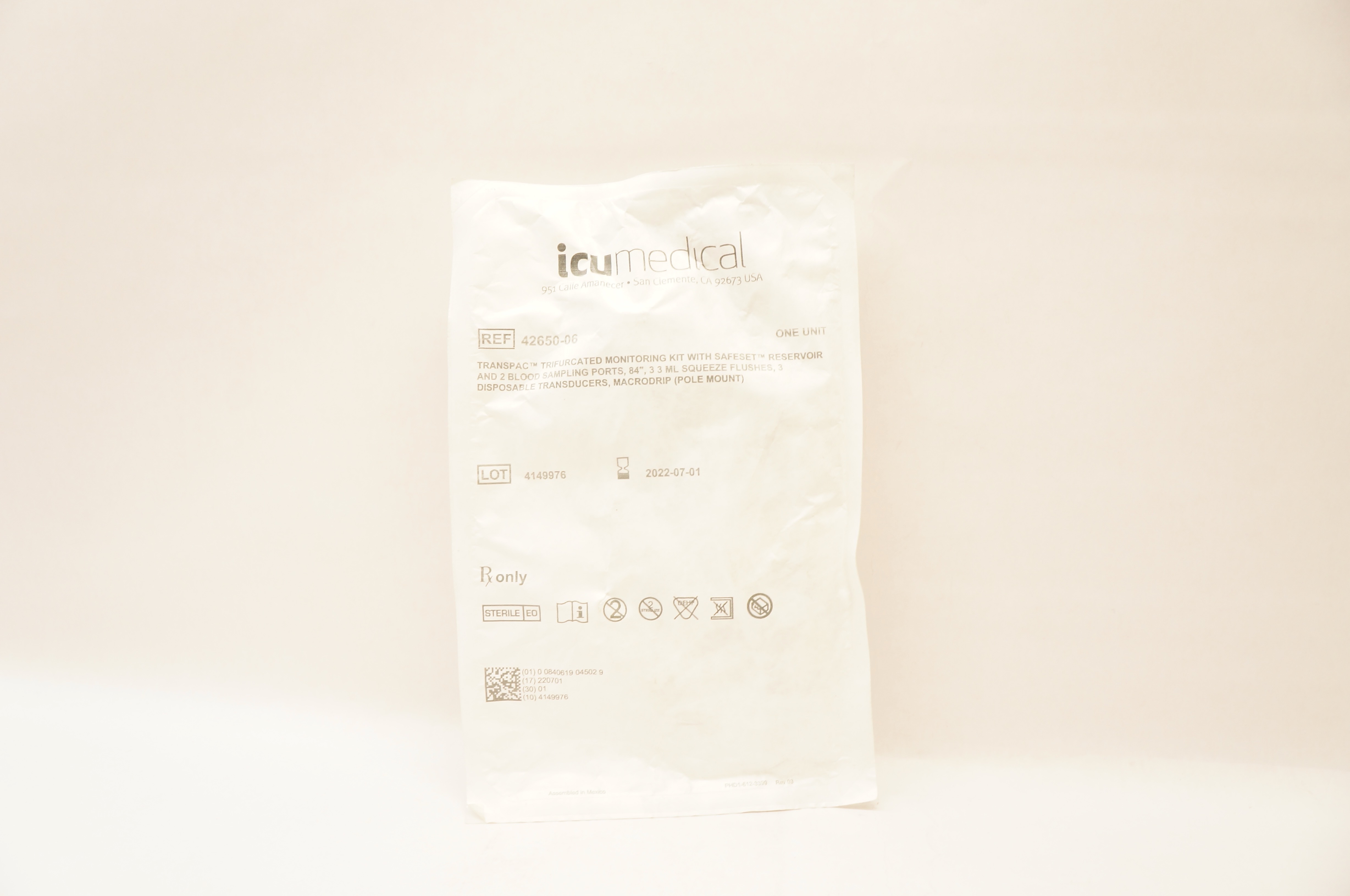 ICUMedical 42650-06 Transpac Trifurcated Monitoring Kit (x)