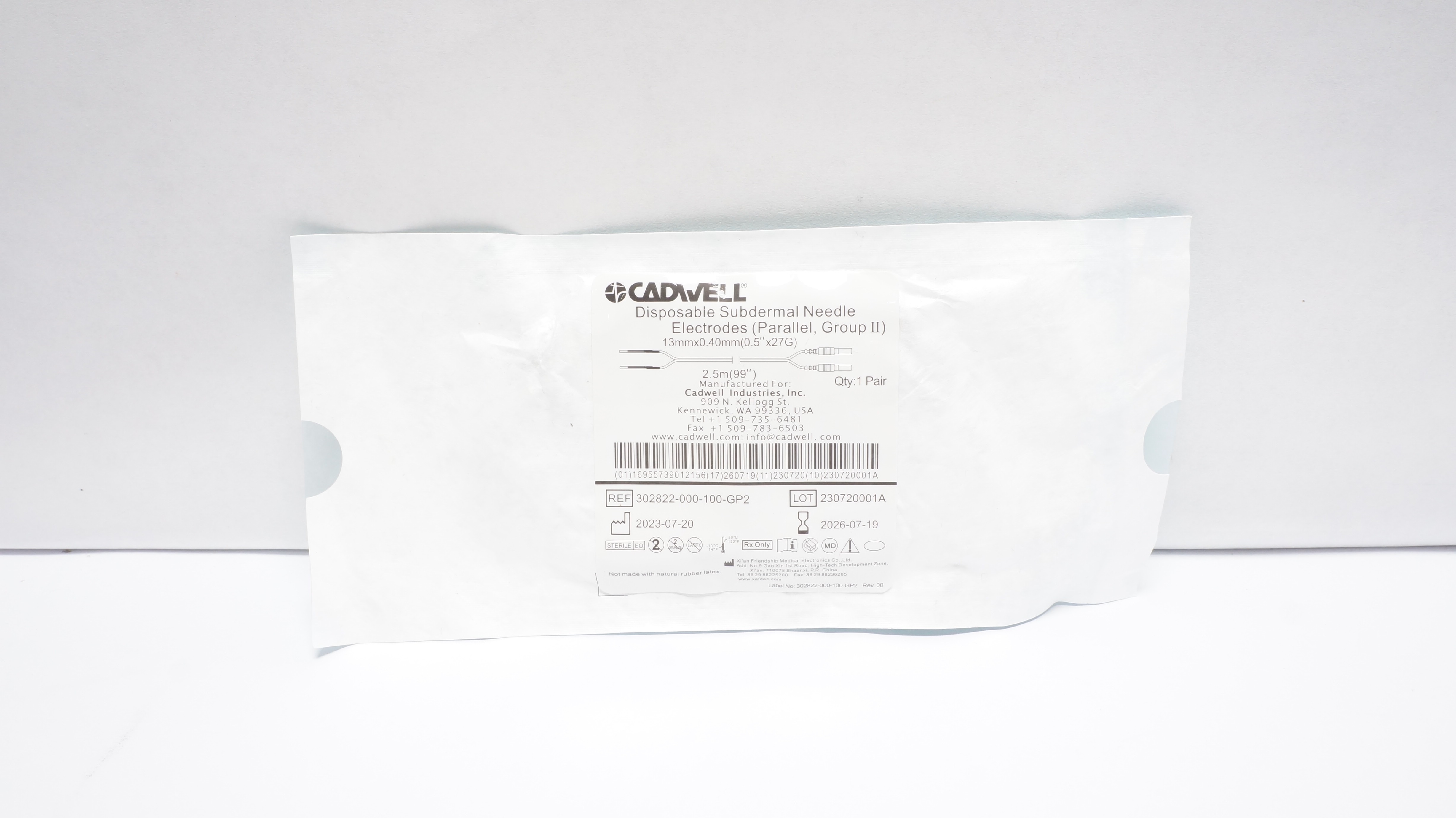Cadwell 302822-000-100-GP2 Disposable Subdermal Ndle Electrodes 27G x0.5 x99inch