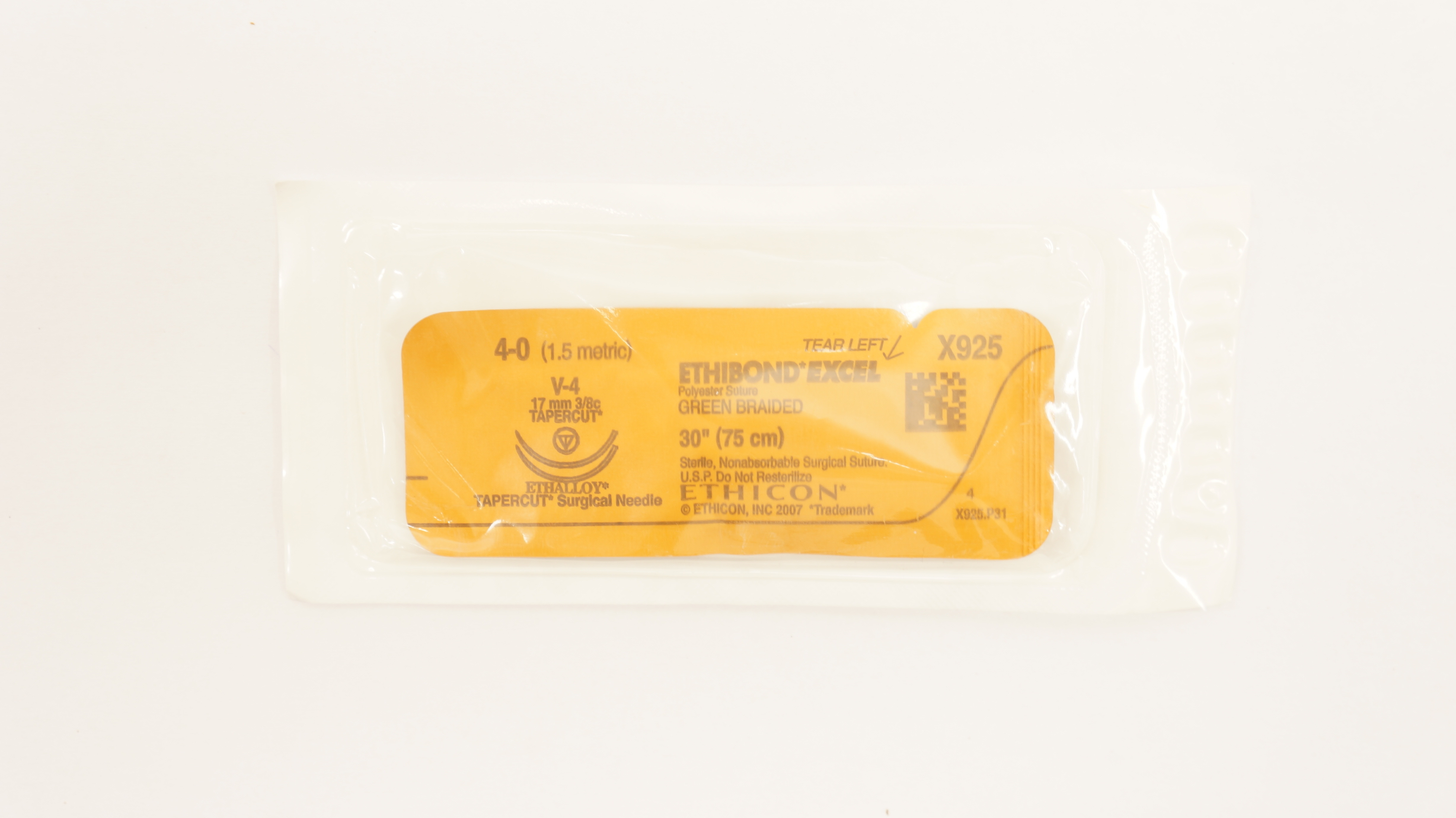 Ethicon X925 4-0 Ethibond Excel Polyester Stre V-4 17mm 3/8c Tapercut 30inch (x)