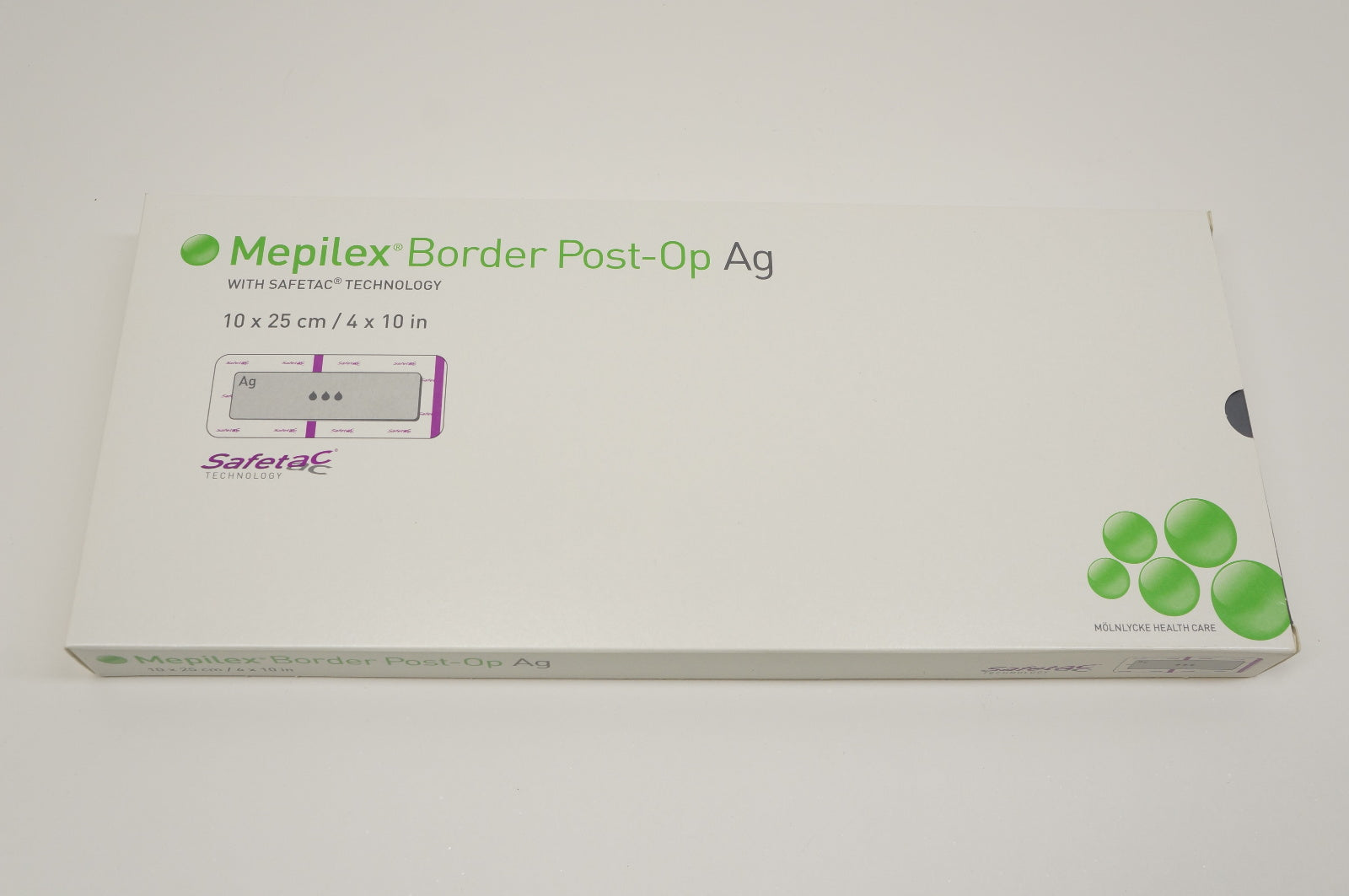 Molnlycke HealthCare 498450 Mepilex Border Post-On Ag 4 x 10inch - Box of 5