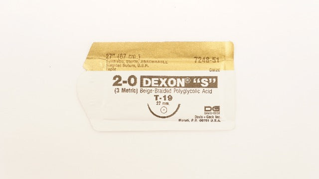 Davis+Geck 7248-51 2-0 DEXON S Polyglycolic Acid Surgical Stre T-19 27mm, 27inch