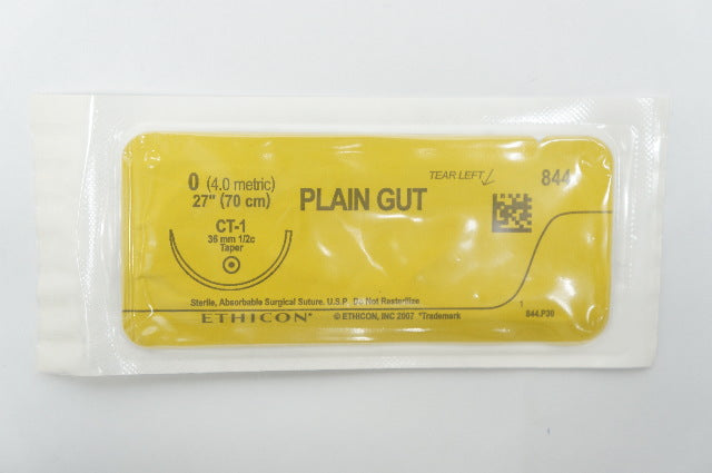 Ethicon 844 Plain Gut 0 27inch CT-1 36mm 1/2c Taper