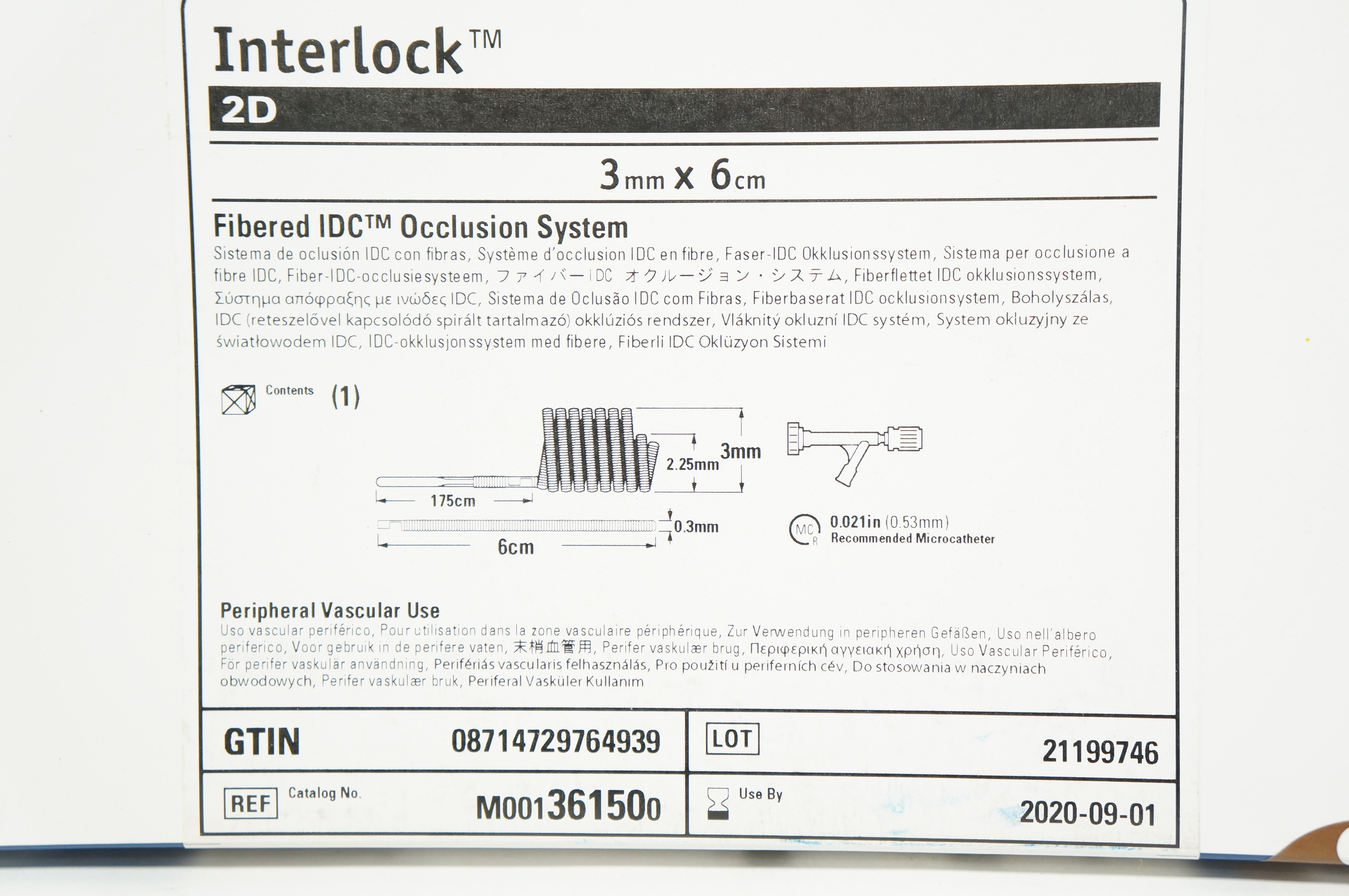 Boston Scientific M001361500 Interlock Fibered IDC Occlusion System 3mm x 6cm(x)