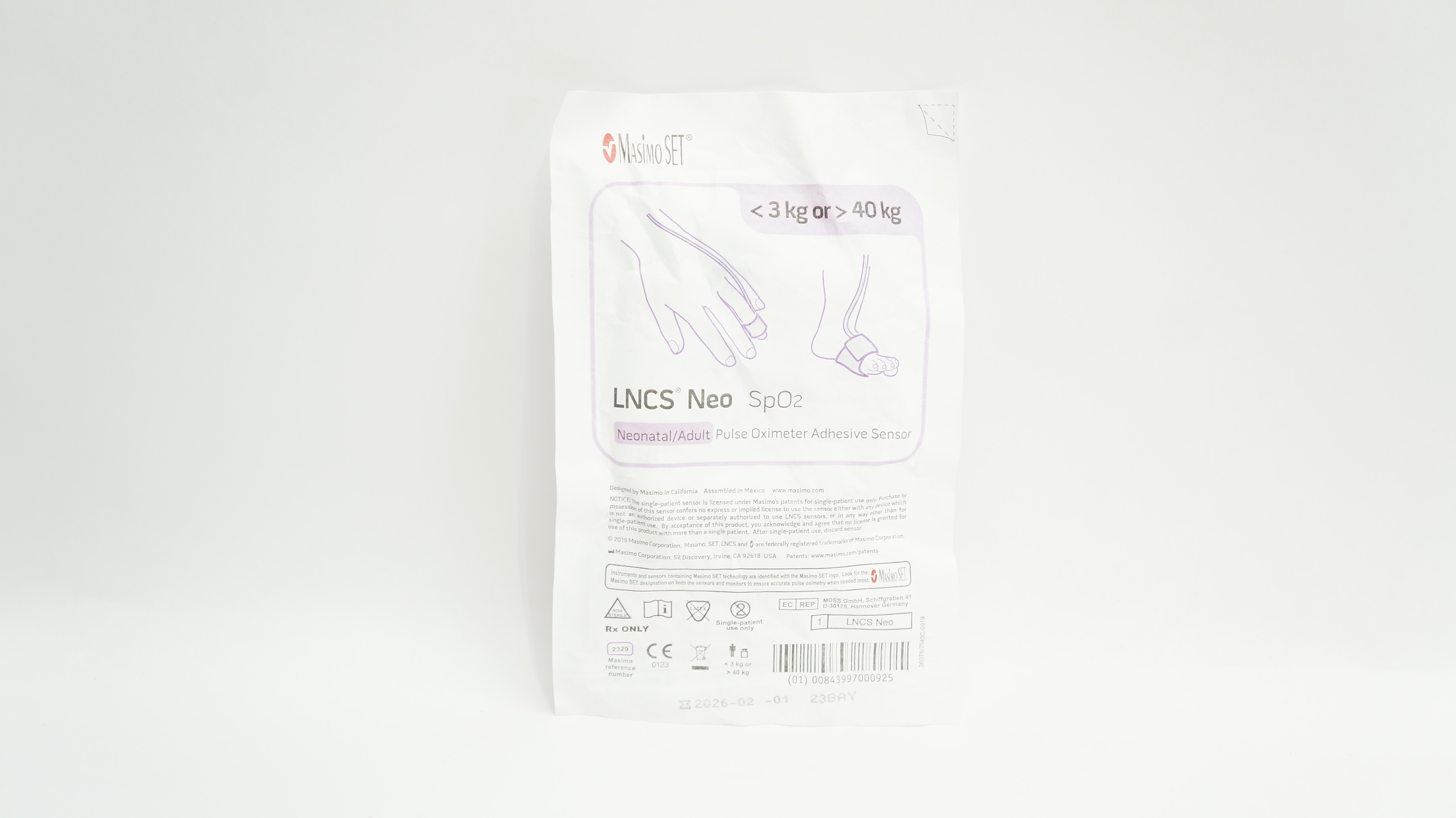 Masimo 2329 Neonatal/Adult Pulse Oximeter Adhesive Sensor <3kg >40kg