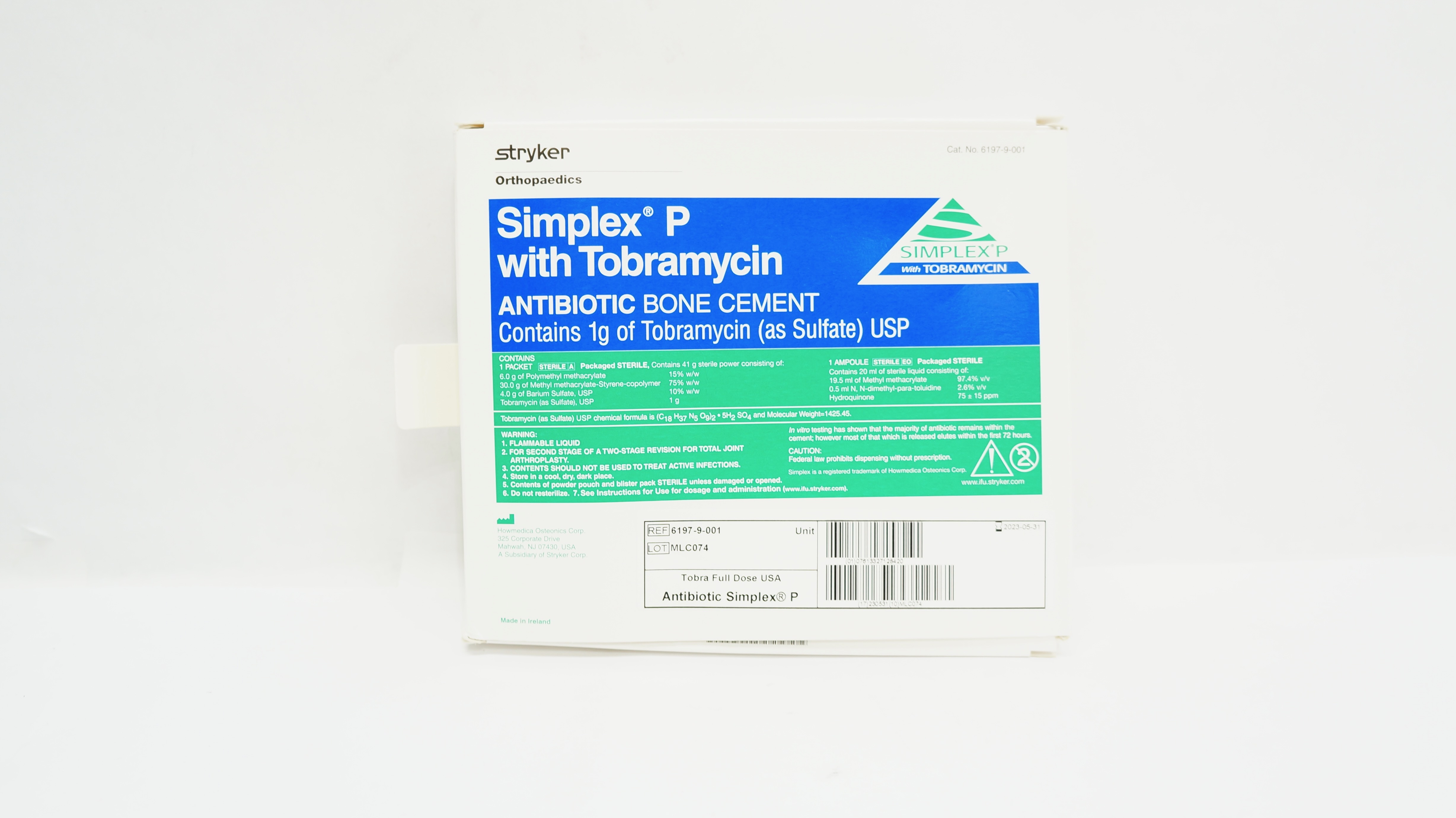 Stryker 6197-9-001 Simplex P Antibiotic Bone Cement with 1gr. Tobramycin (x)