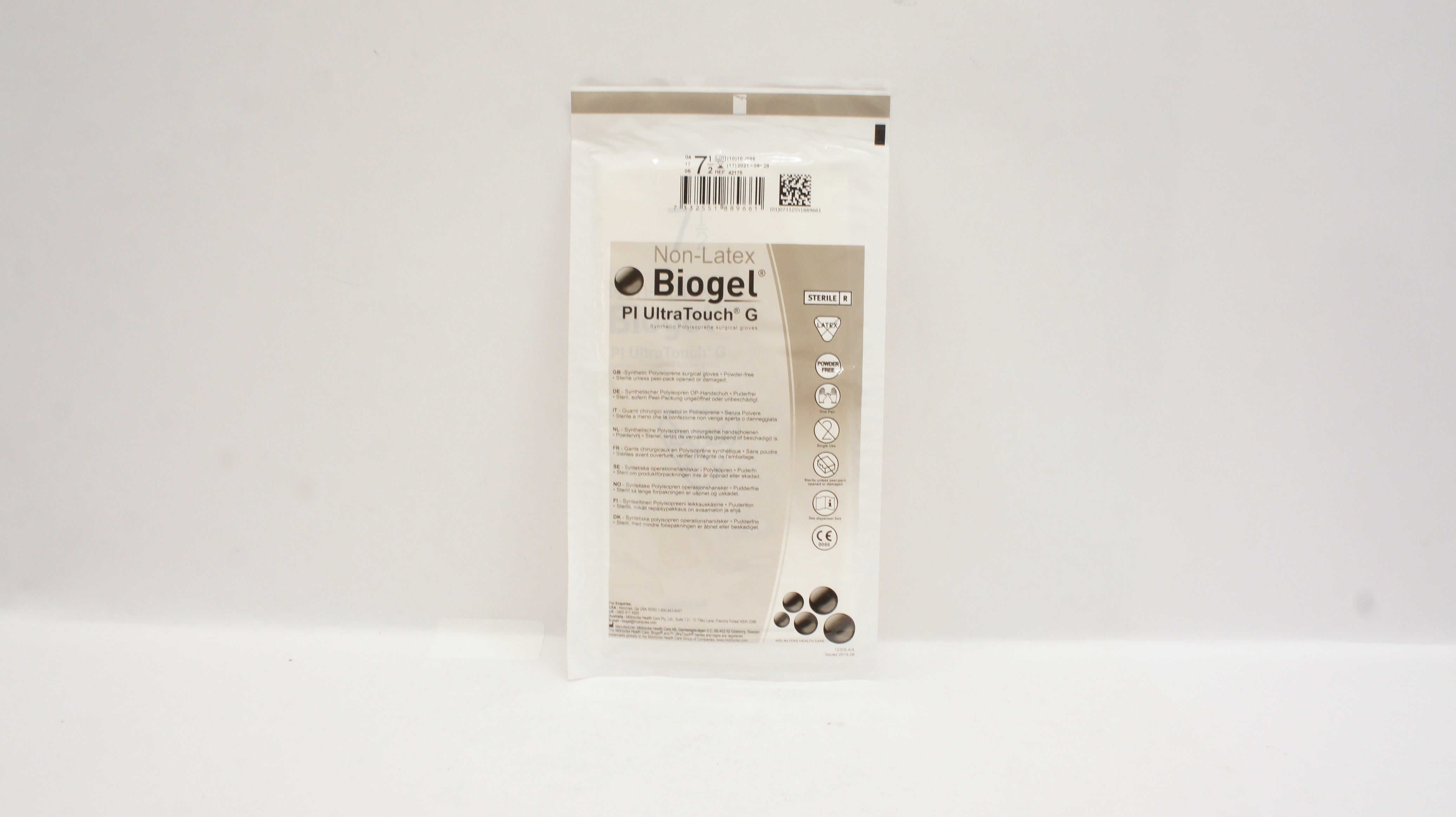 Molnlycke HealthCare 42175 Non-Latex Biogel Pl UltraTouch G, Size 7-1/2 (x)