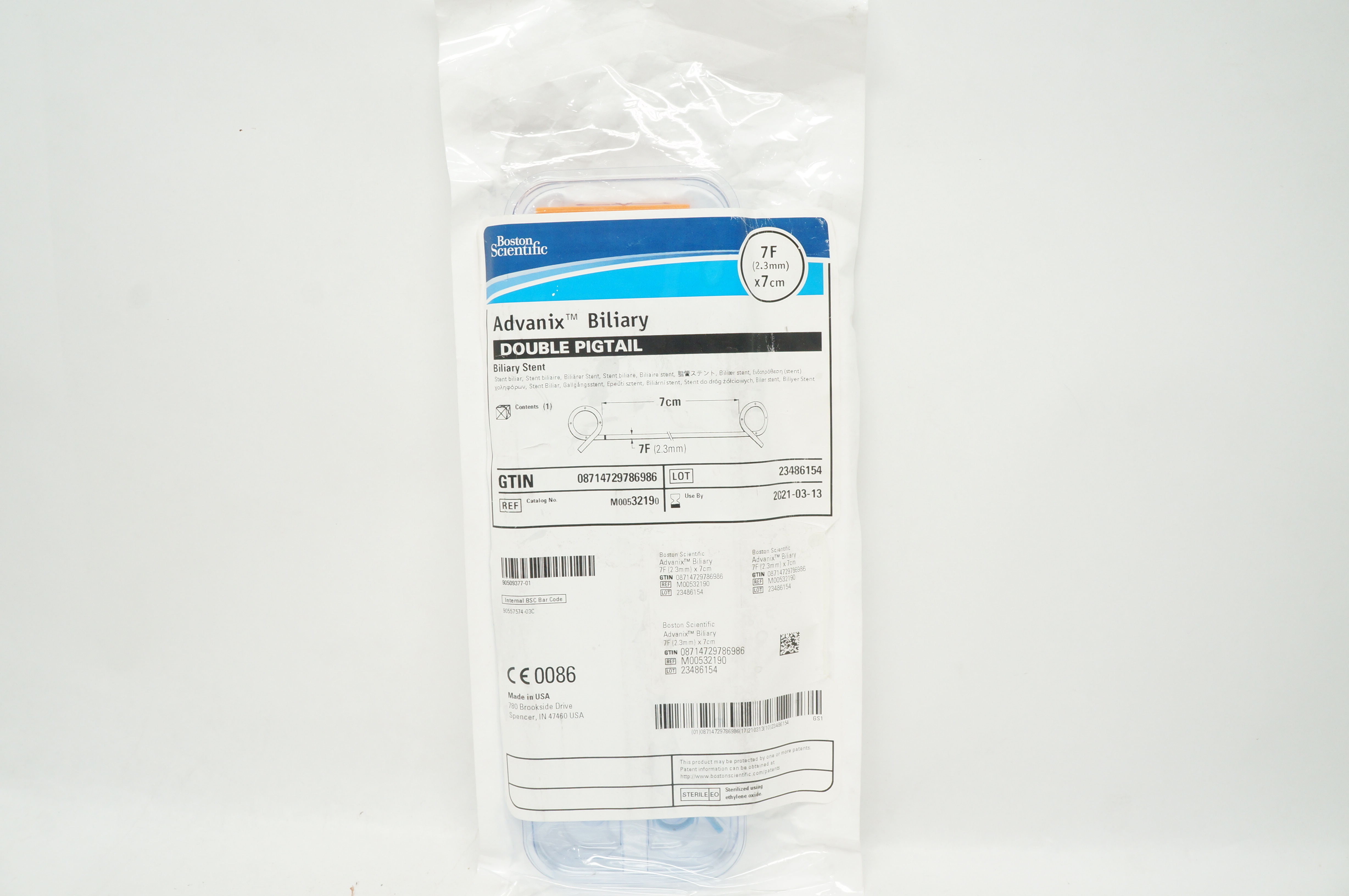 Boston Scientific M00532190 Advanix Biliary Double Pigtail Stnt 7F x 7cm (x)