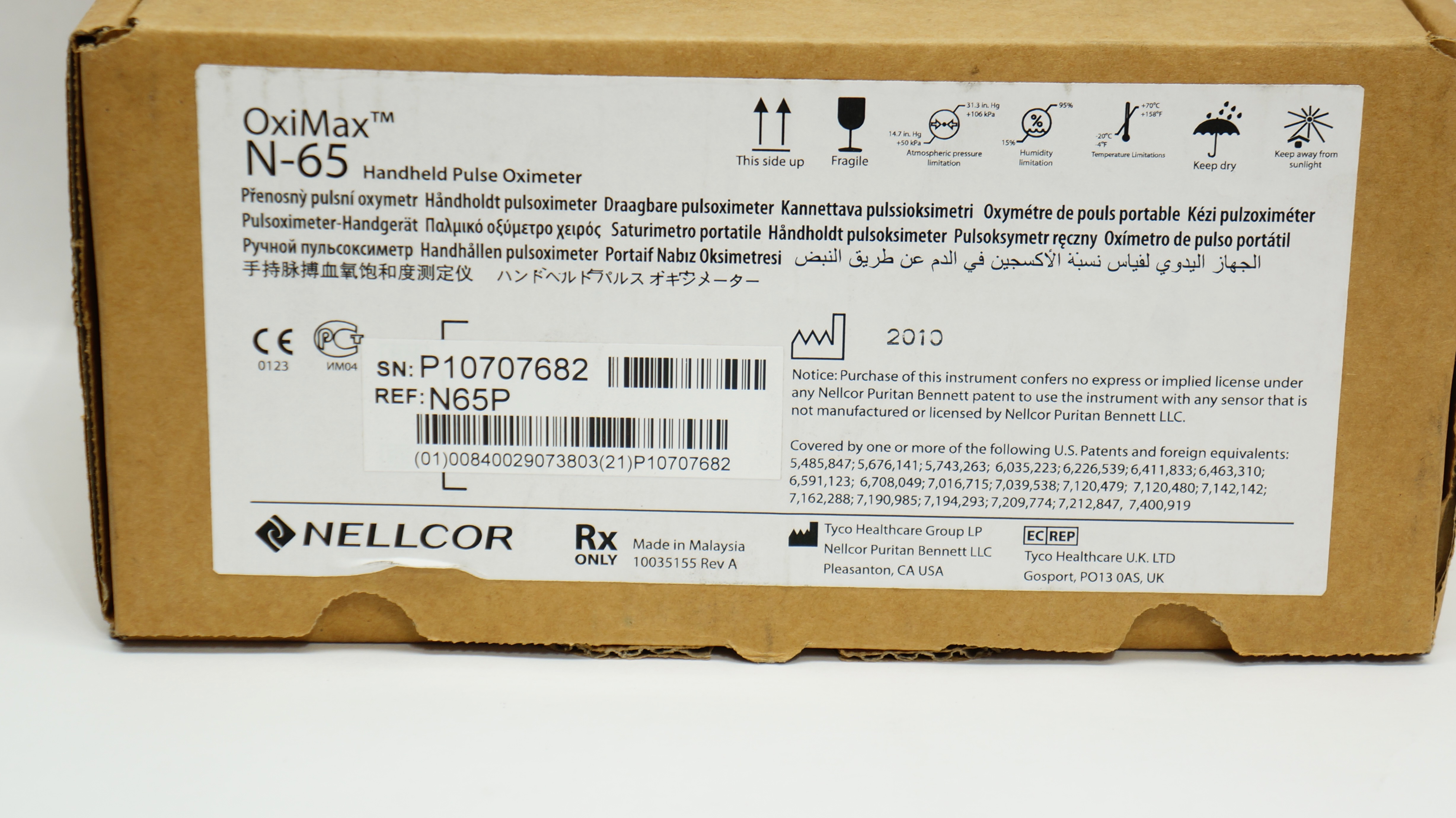 Tyco Healthcare N65P Nellcor OxiMax N-65 Handheld Pulse Oximeter