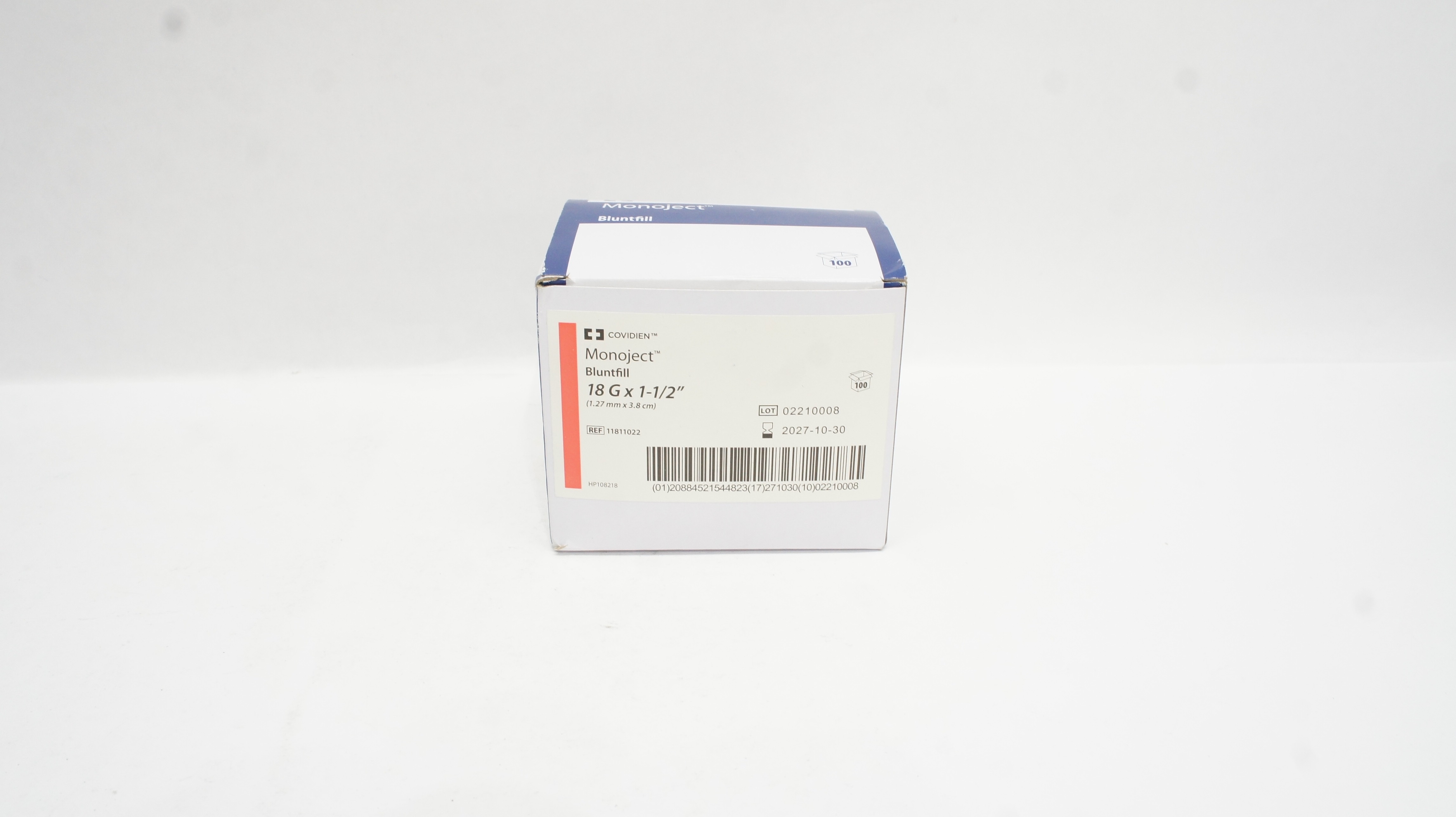 Covidien 11811022F Monoject Bluntfill Needle 18Gx 1-1/2inch - Box of 100