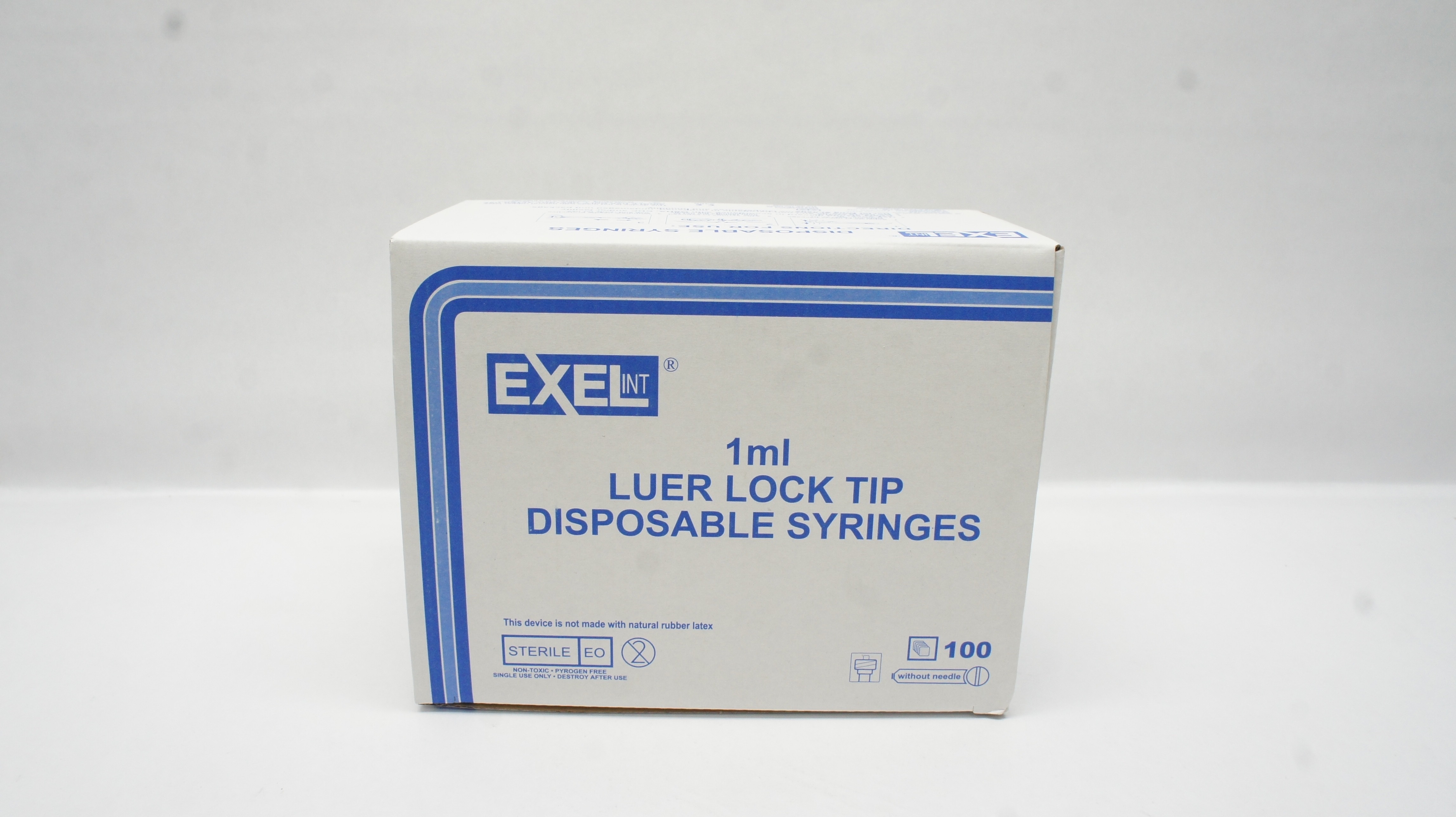 Exel INT 26050 1mL Luer Lock Tip Disposable Syringes - Case of 100