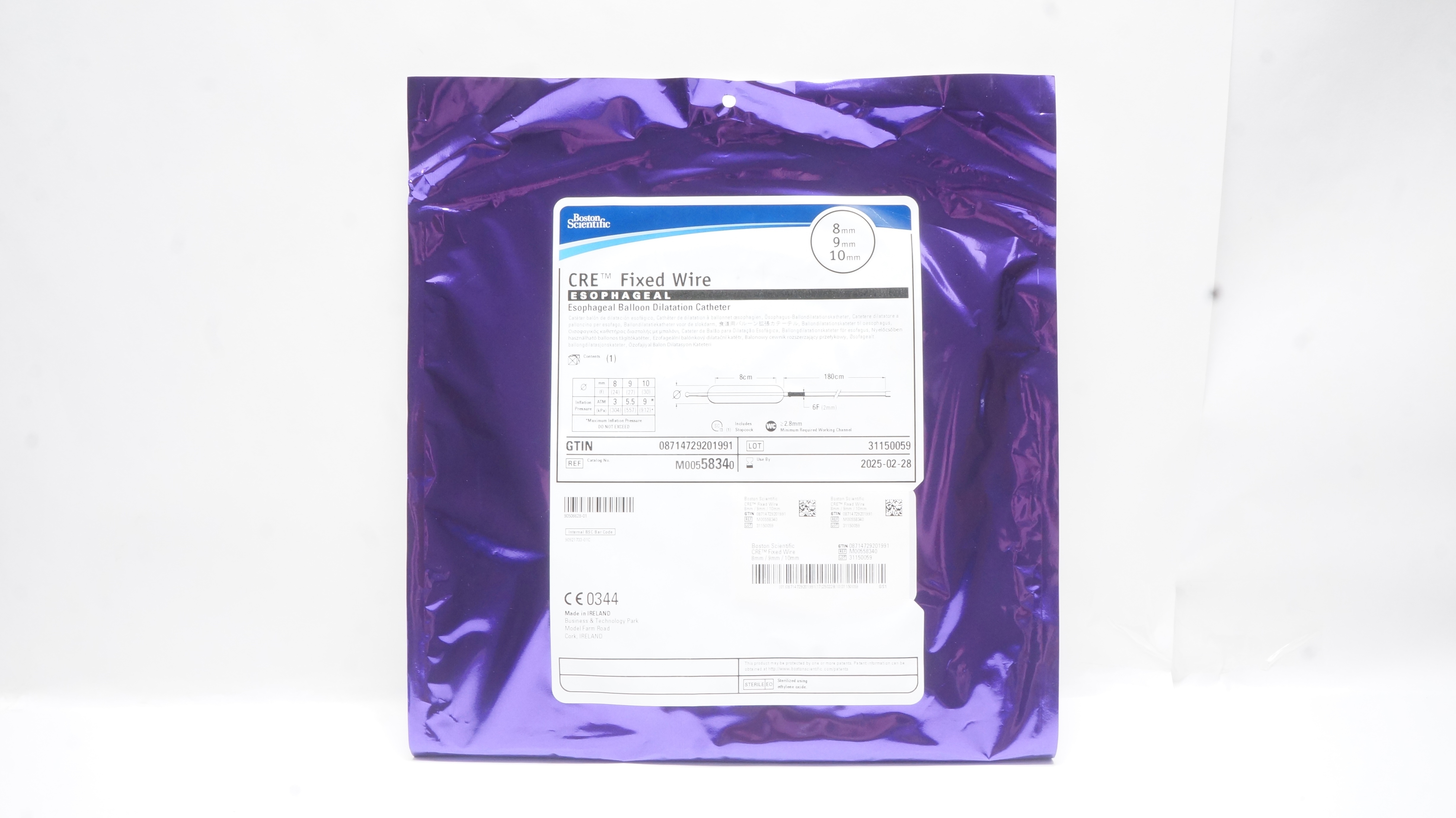 Boston Scientific M00558340 CRE Esophageal Balloon Dilatation Cath. 8x9x10mm