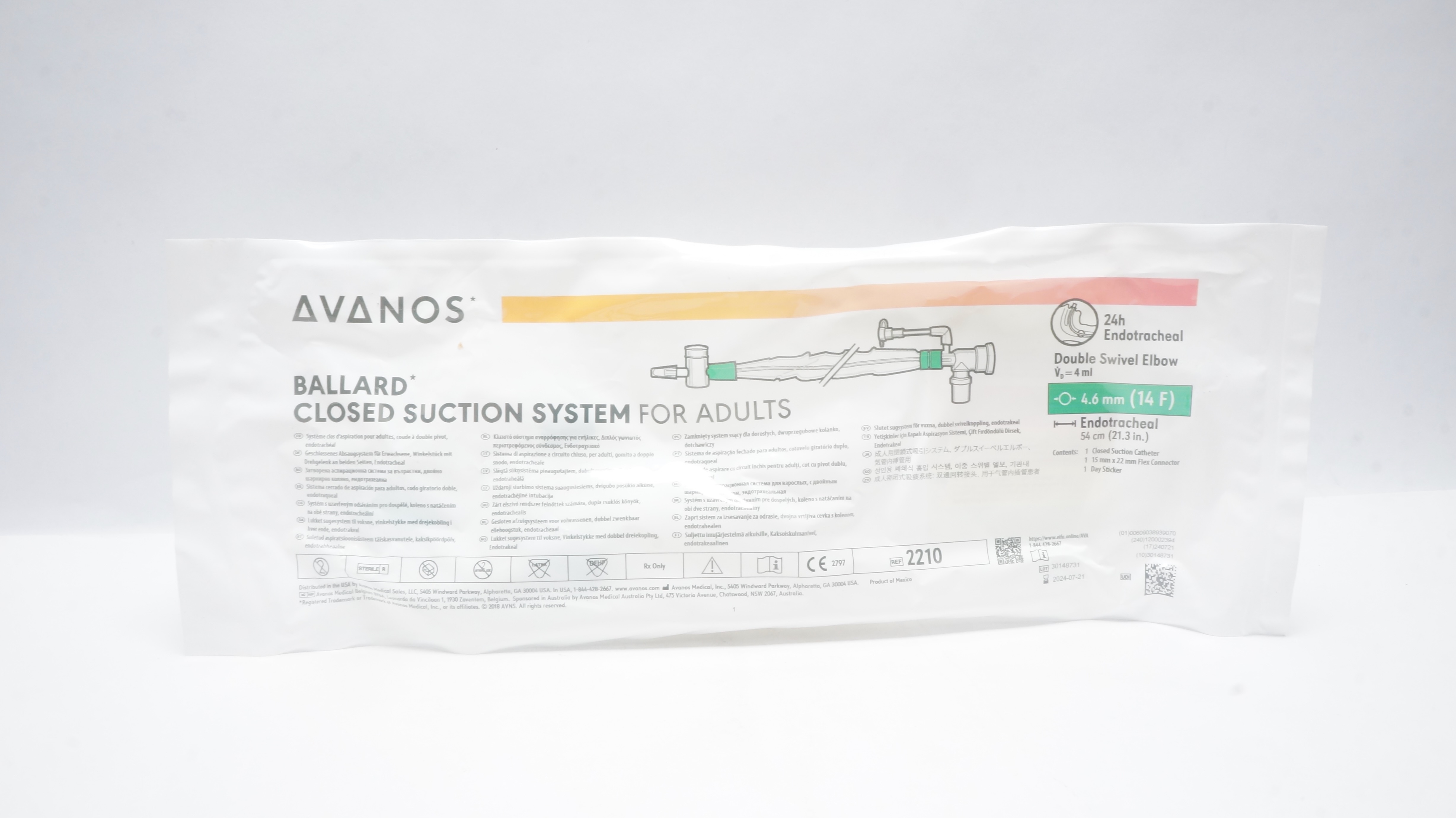 Avanos 2210 Ballard Closed Suction System For Adults 14F x 21.3 inch (x)