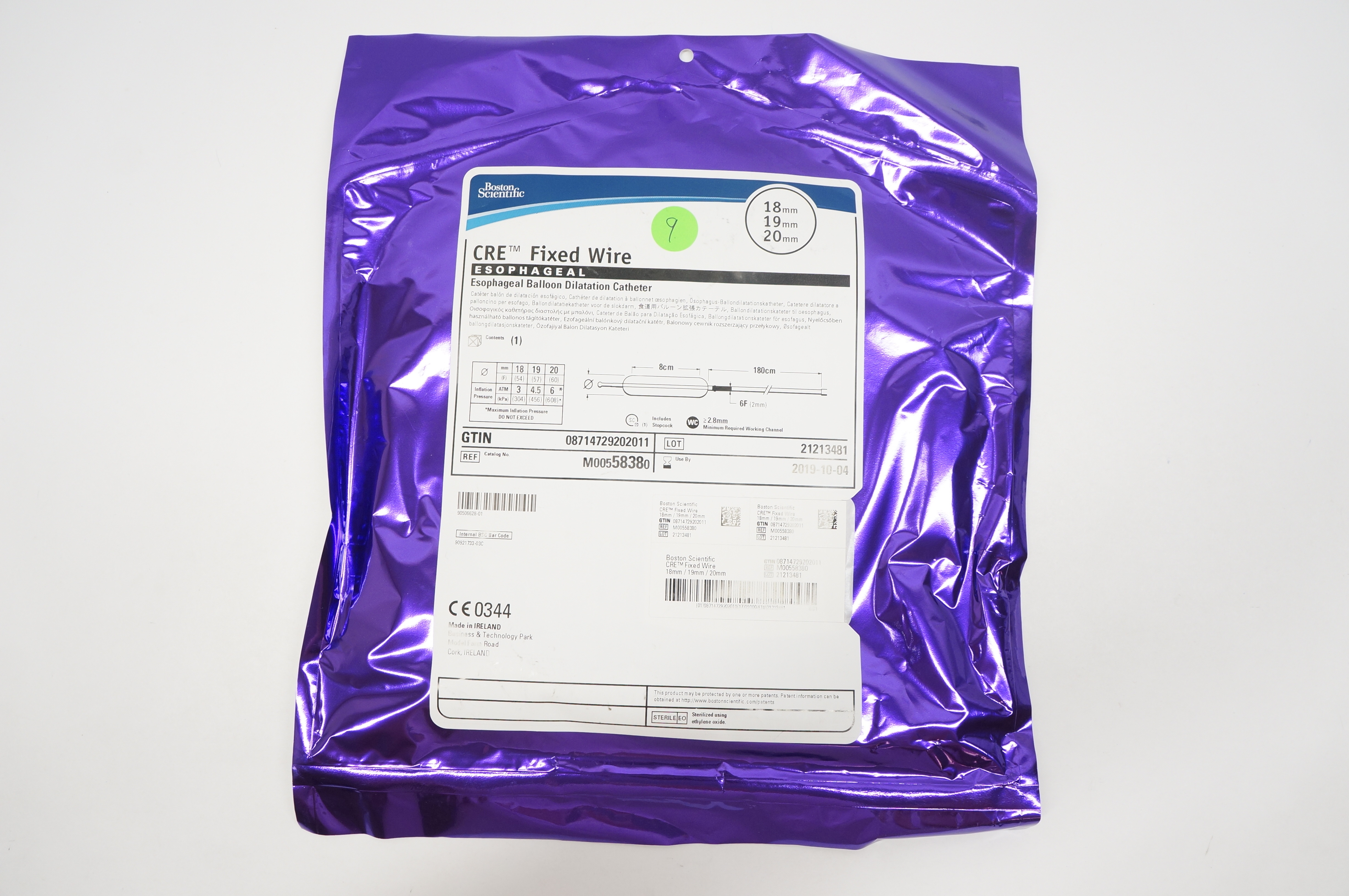 Boston Scientific M00558380 CRE Fixed Wire Balloon Dilatation Cath 18 19 20mm(x)