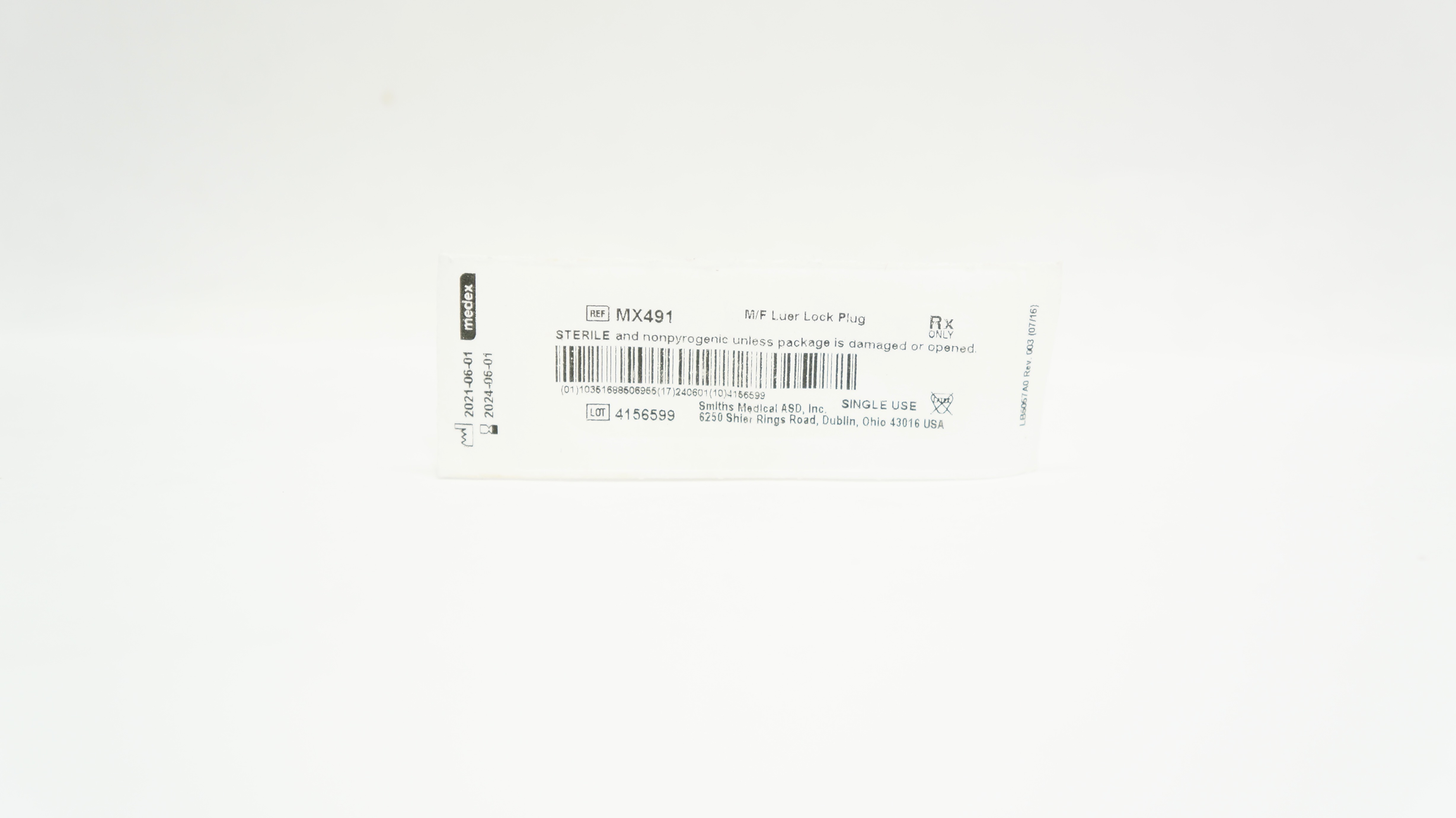 Smiths Medical MX491 Medex M/F Luer Lock Plug