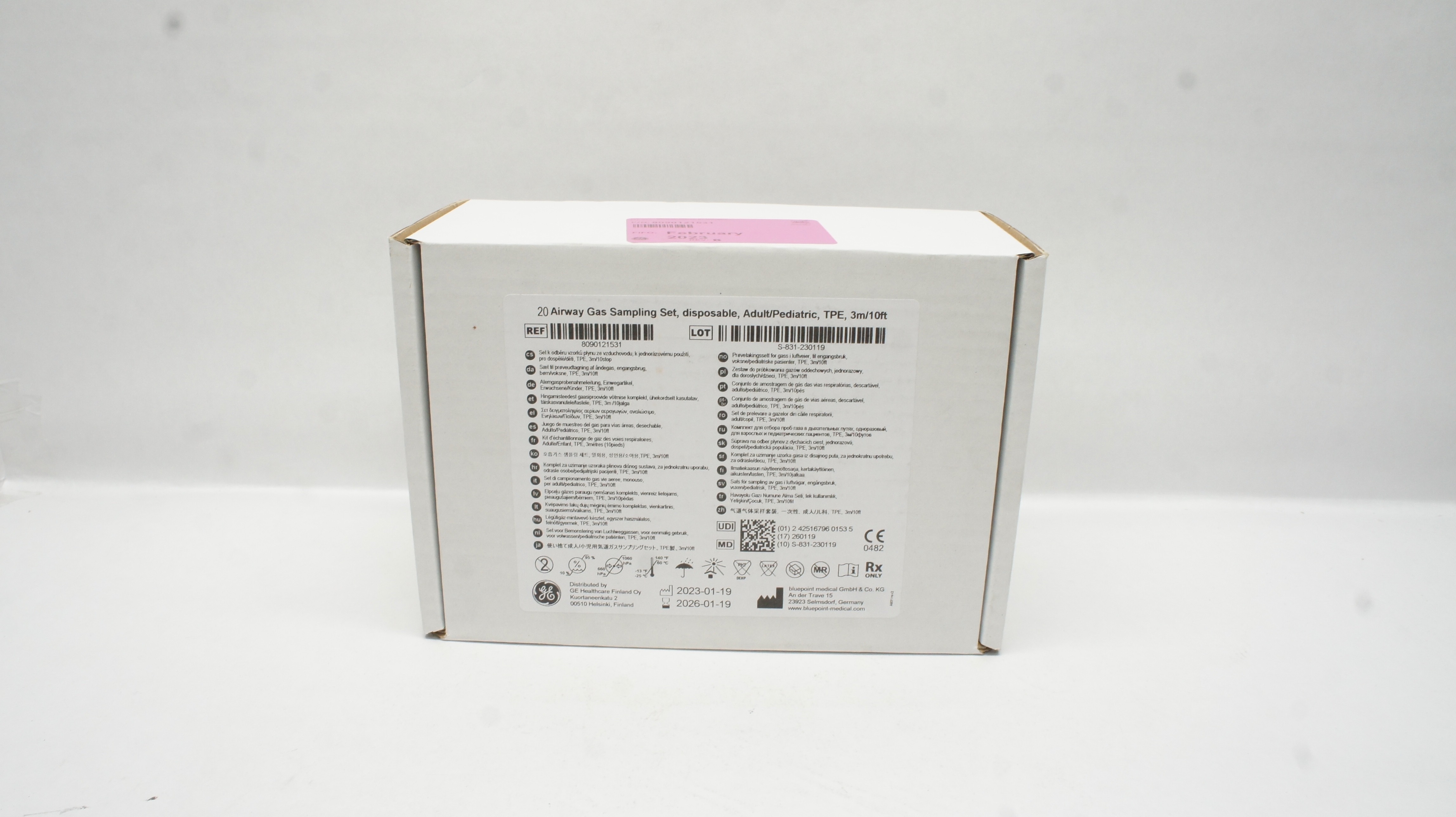 GE 8090121531 Airway Gas Sampling Set,Disposable Adult/Pediatric3/10ft-Box of 20