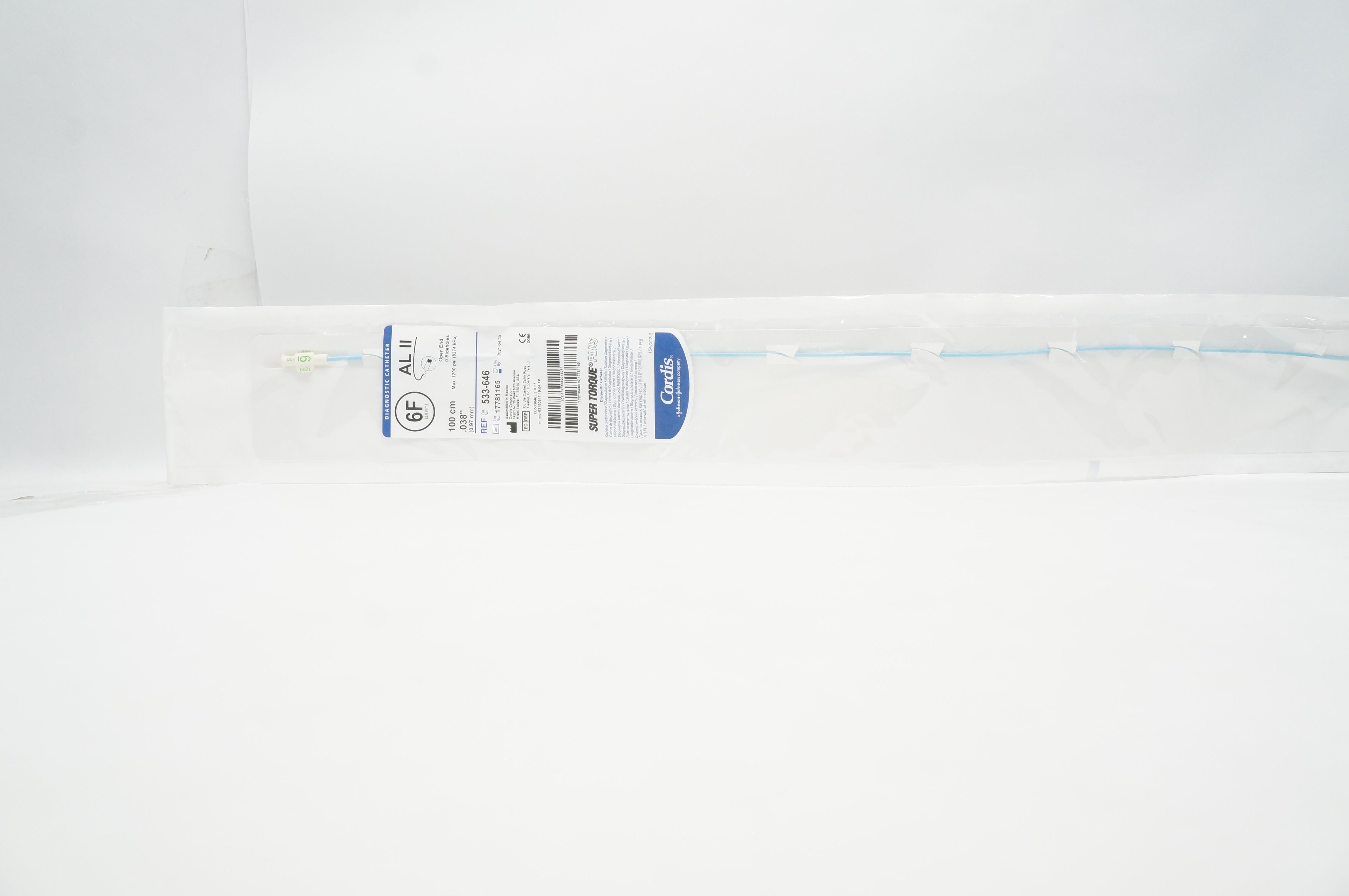 Cordis 533-646 Diagnostic Cath. AL II, 6F x 100cm x 0.038inch (x)