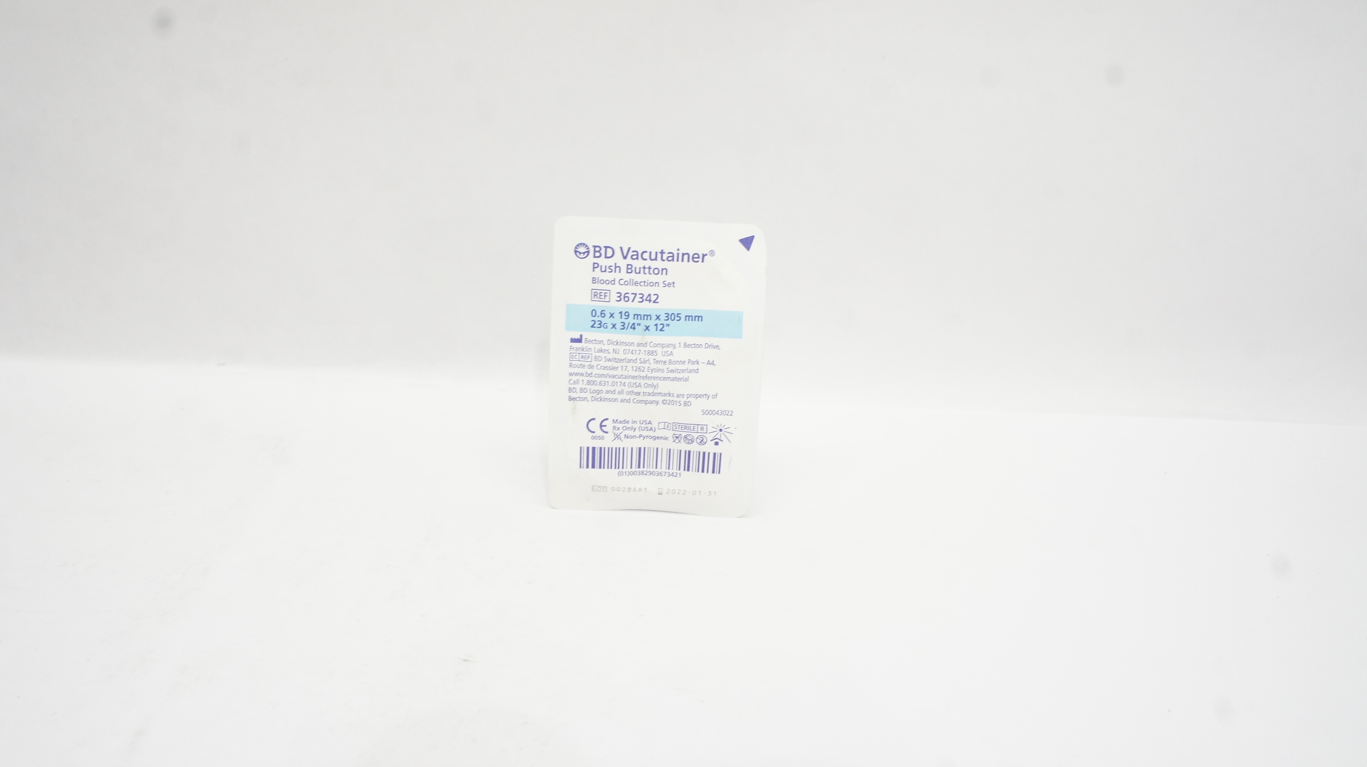 BD 367342 Vacutainer Push Button Blood Collection Set 23G x 3/4inch x 12inch (x)