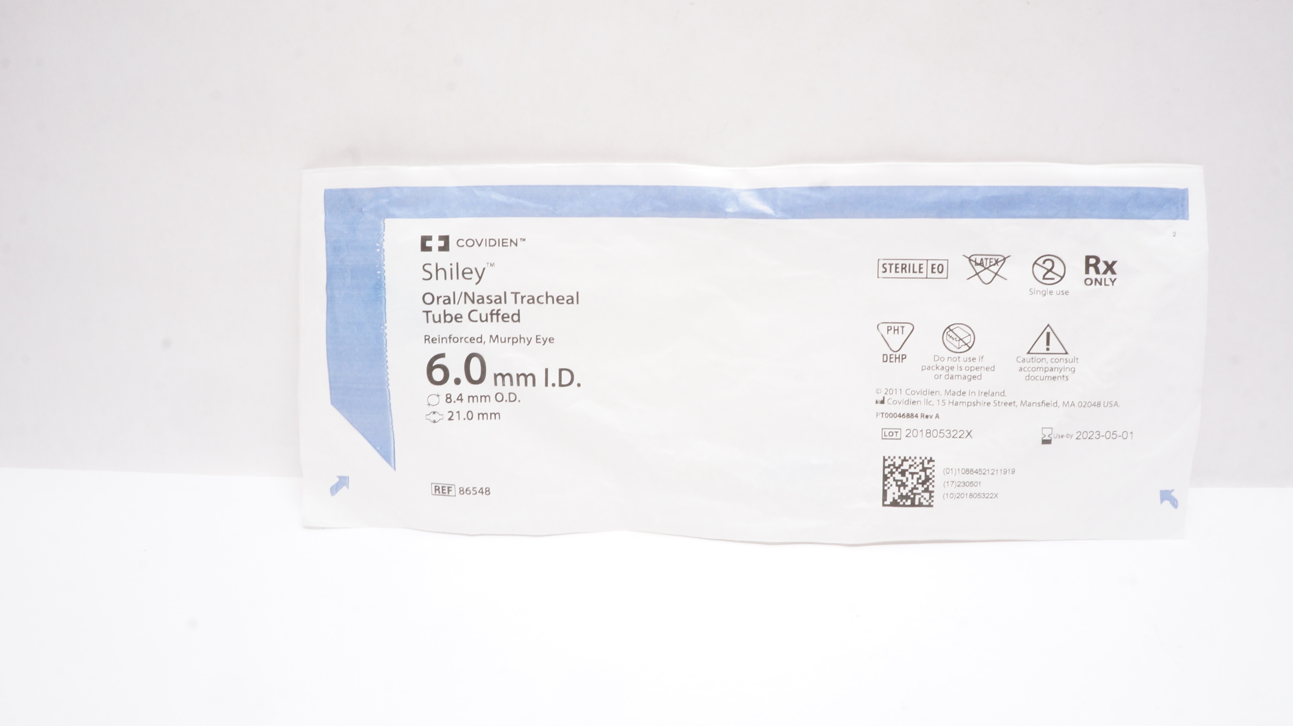 Covidien 86548 Shiley Oral/Nasal Tracheal Tube Cuffed 6.0 x 8.4 x 21mm