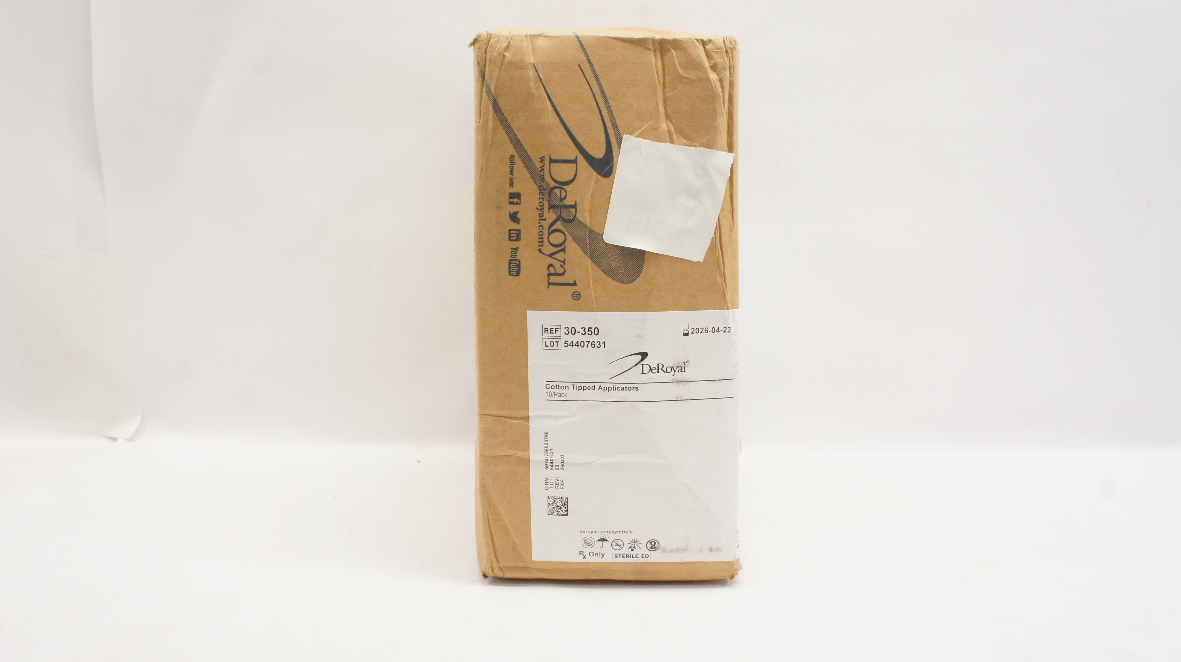 DeRoyal 30-350 Cotton Tipped Applicators 3 inch Plastic - Case of 100