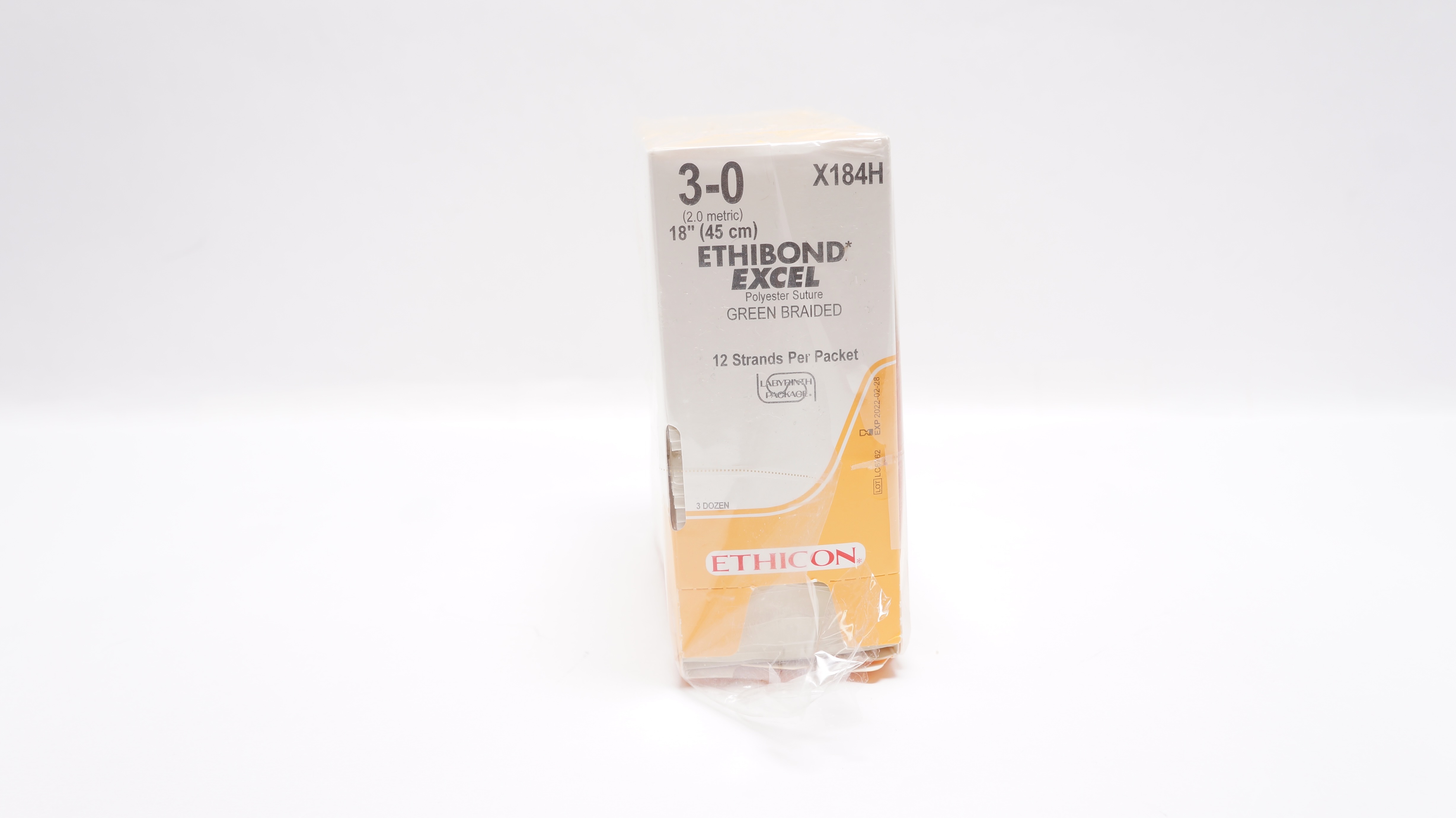 Ethicon X184H 3-0 Ethibond Excel Polyester Stre Green Braided 18In-Box of 36(x)